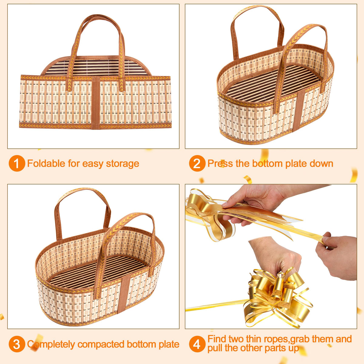 Orchidleaf 2 Set Baskets for Gifts Empty, Woven Bamboo gift baskets empty
