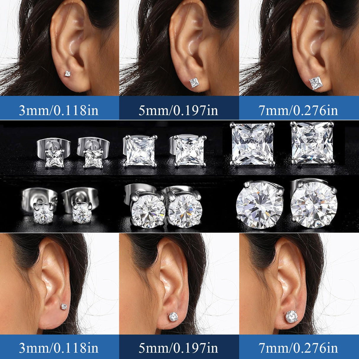 MDFUN Stud Earrings for Men Women 925 Sterling Silver Post Earring