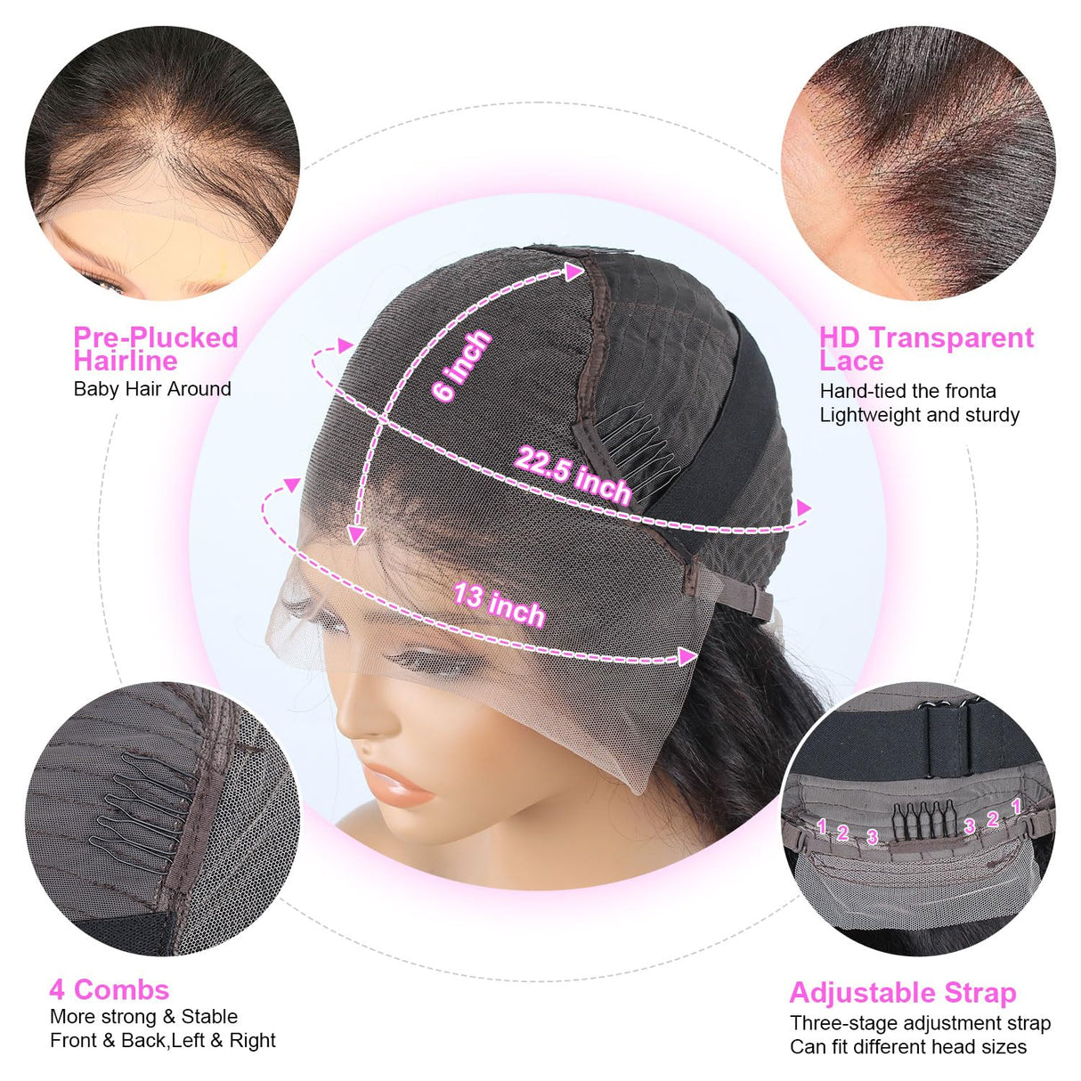 Kebetter 30 Inch 13x6 Lace Front Wigs Human Hair Pre Plucked 200% Density Body Wave HD Lace Front Wigs Human Hair with Baby Hair Natural Black Glueless 13x6 Full Frontal Wig For Women