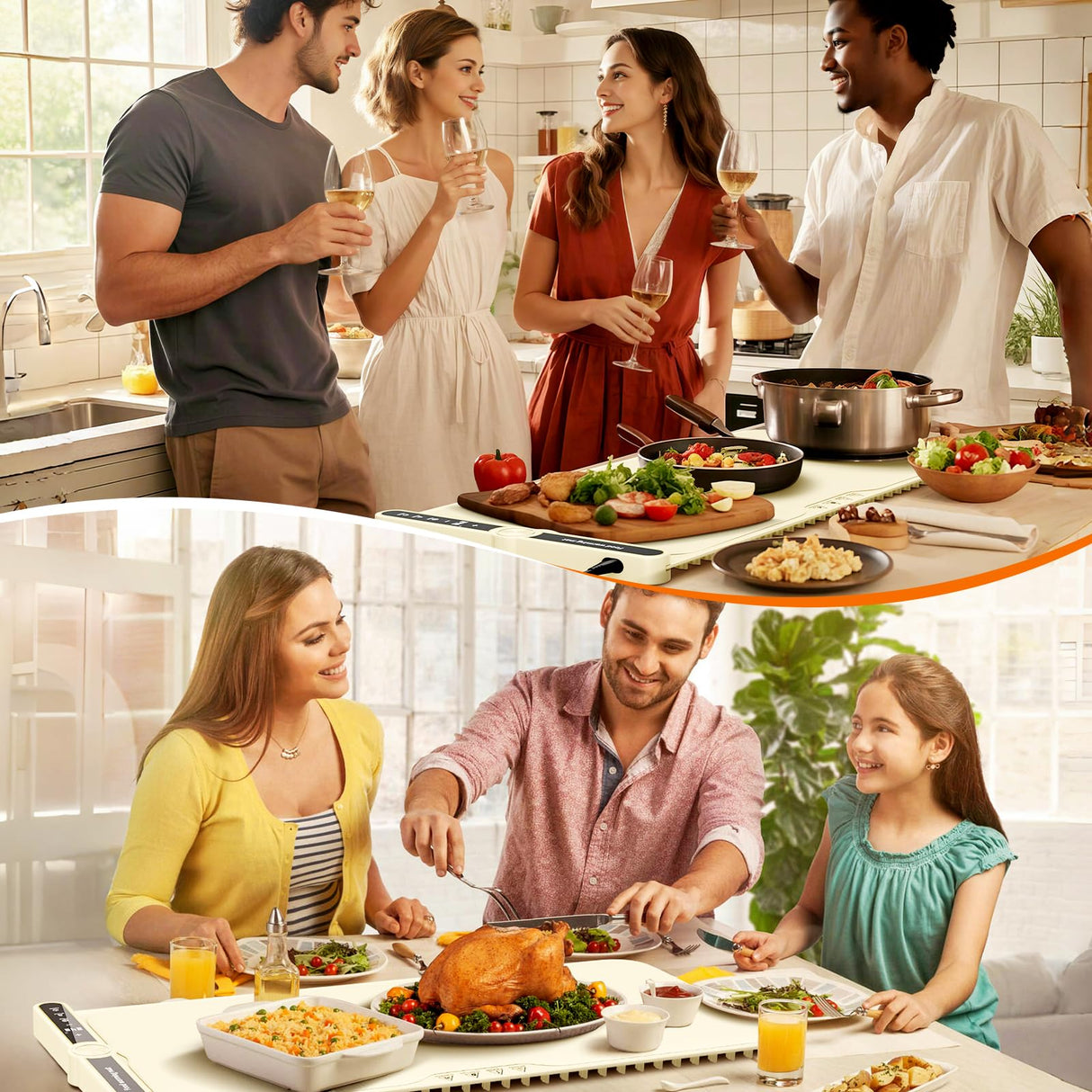 NAXBEY Warming Mat for Food extra large, Silicone Heating Mat For Food, 15"x31.6" Foldable Food Warming Mats for Countertops, Parties, and Daily Use with Timer and 9 Temperature Levels