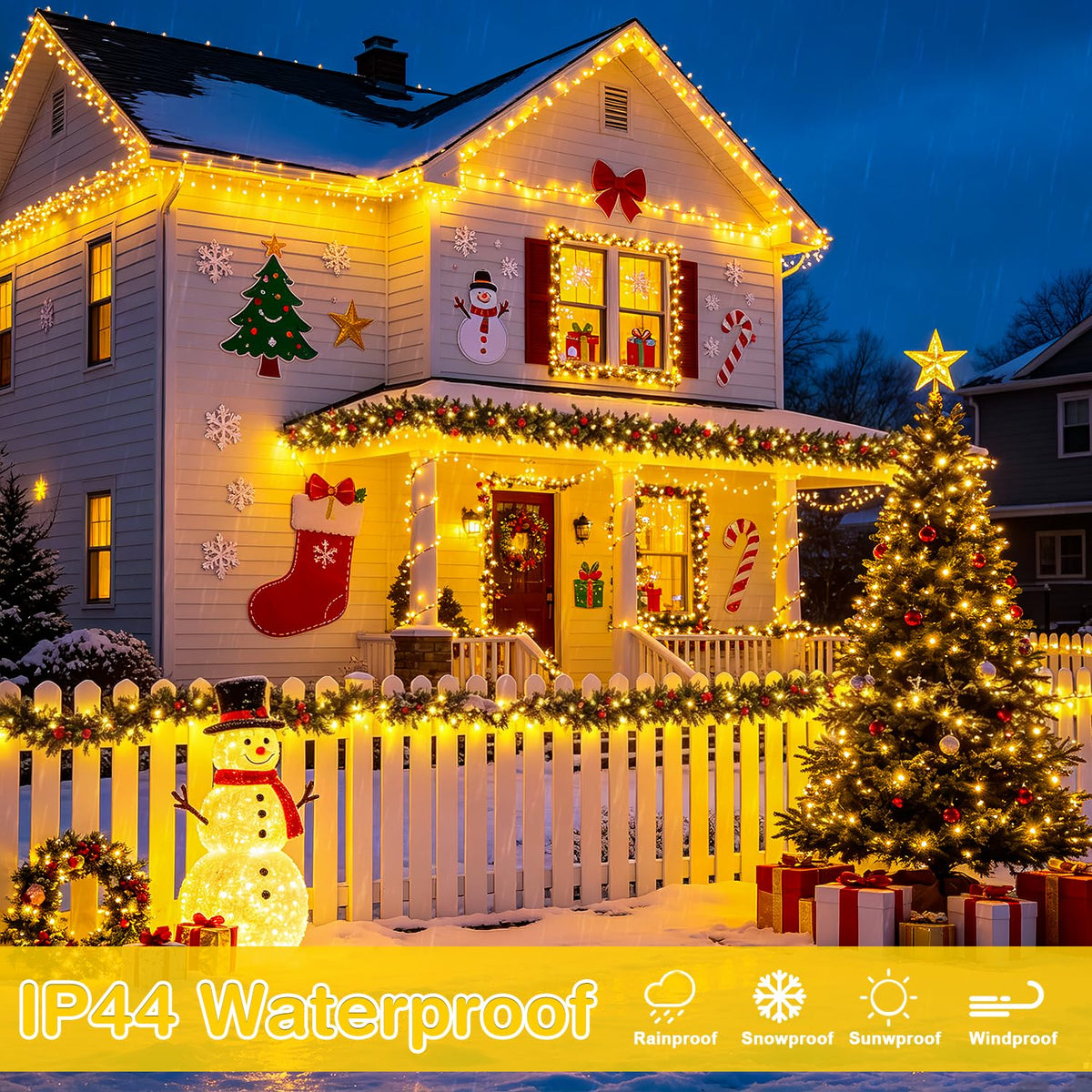 JMEXSUSS 2 Pack Solar String Lights Outdoor, Total 400LED 151FT, Warm White