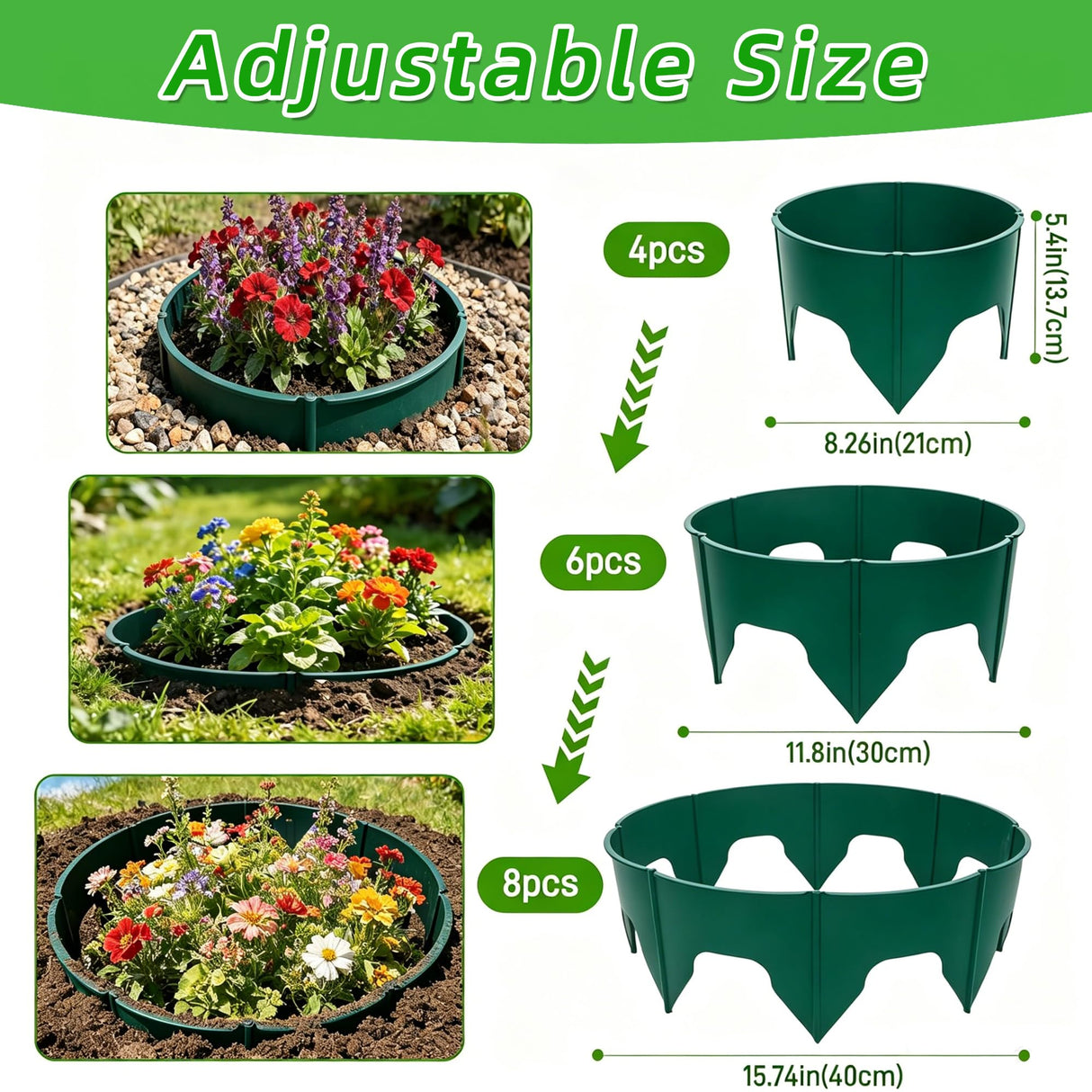 24Pcs Planting Grow Rings for Outdoor Plants, Diameter Range 8.2-15.7 Inch