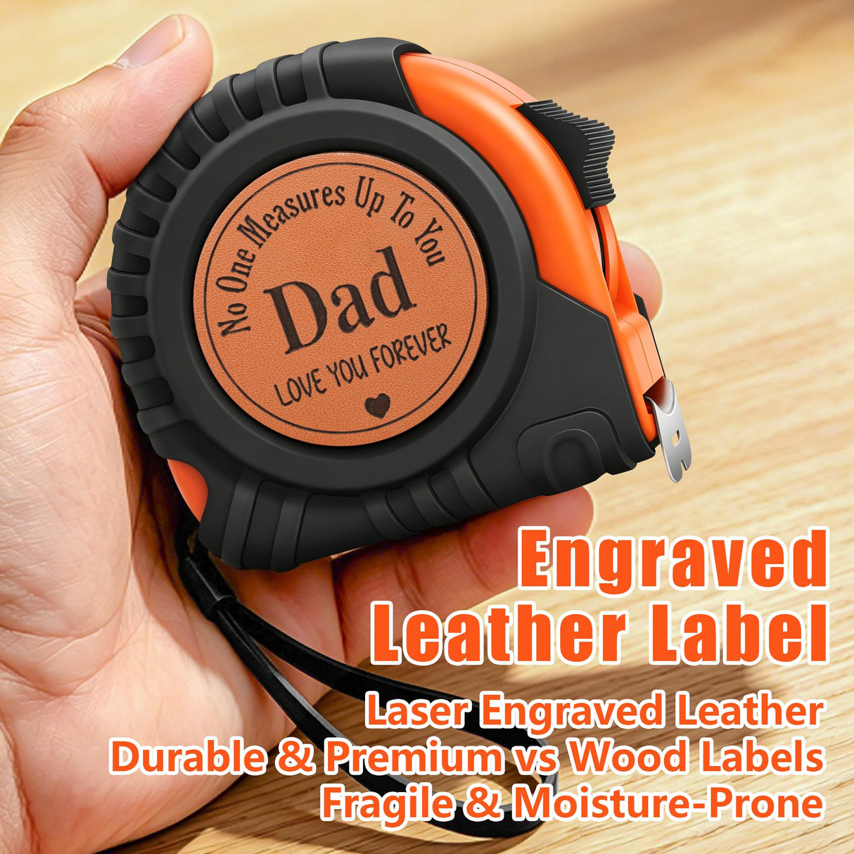 Dad Gifts from Daughter Son Wife, Best Dad Ever Gift Birthday Gift for Dad Christmas Stocking Stuffer Useful Gifts for New Dads Daddy Father in Law Genuine Leather Engraved 25 FT Tape Measure Tool