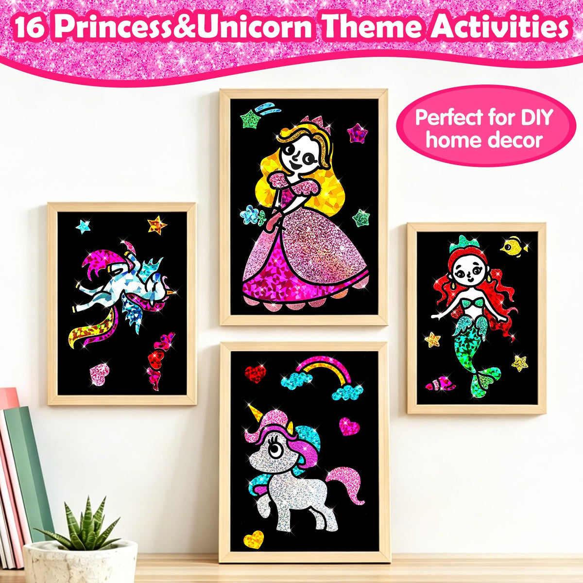 FUNNYB&G Foil Art Craft Kit for Kids, Princess Birthday Gift Toy for Girls