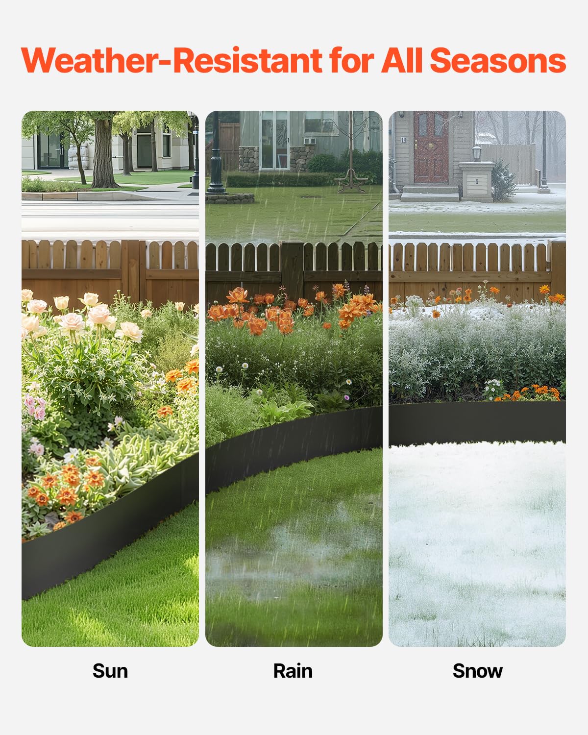 VEVOR Steel Landscape Edging, 6 Packs 40 x 8 in Rust-Resistant Metal Landscape Edging, Bendable Garden Edging Border, Heavy Duty Lawn Edging, Easy-to-Install, Flower Bed Yard Pathway Divider Black