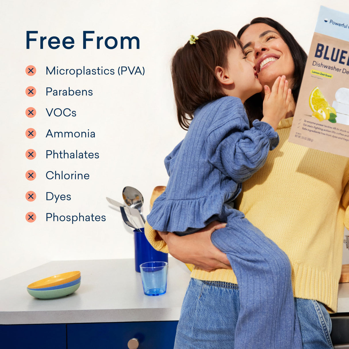 BLUELAND 100% Plastic-Free Dishwasher Detergent Tablets, 36 Count, Unscented Eco Friendly Dishwashing Pods, Natural, Sustainable