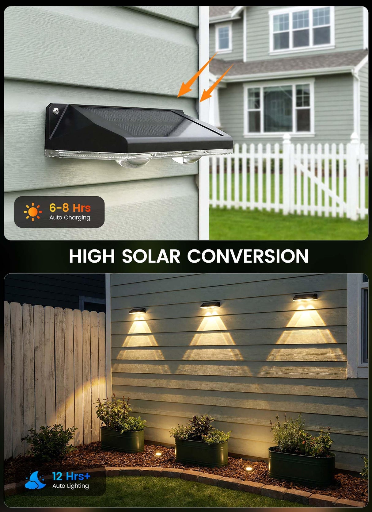 Brightown 4 Pack Solar Lights Outdoor Waterproof, Color Changing Solar Fence Deck Step Flood Lights, Warm White & RGBCW 11 Color, IP65 Waterproof Garden Lights
