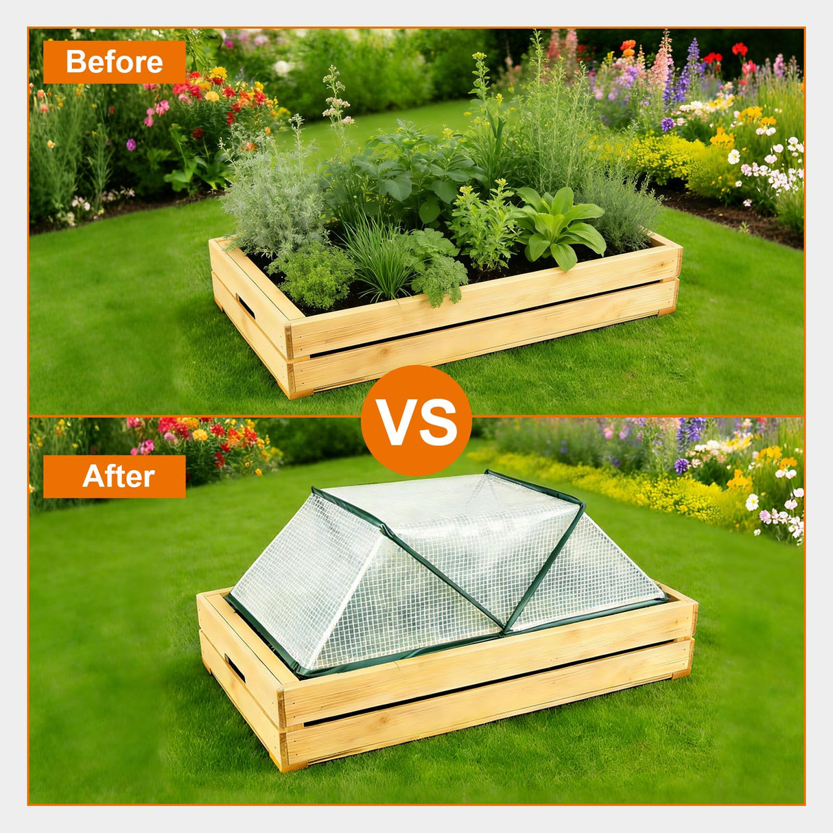 2 Pcs Foldable Garden Row Accelerator Plants Cover-31.9" x 12.2" x 14.1"