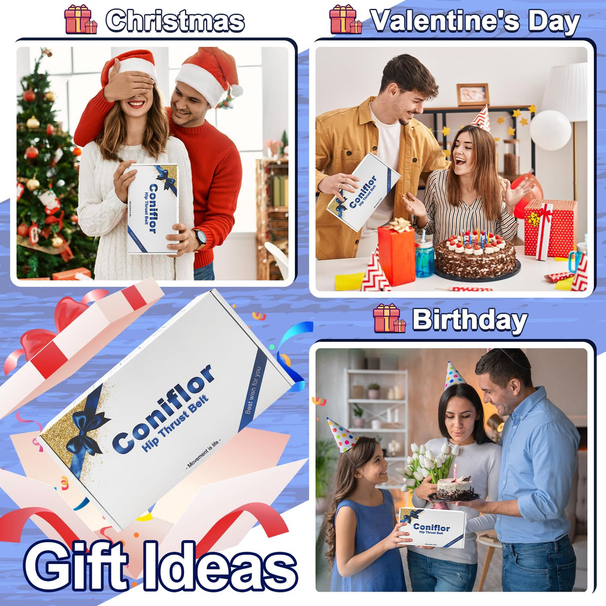 Coniflor Hip Thrust Belt - Adjustable Fitness Belt for Dumbbells, Kettlebells, Plates - Support Up to 100 lbs - Upgrade Slip-Resistant Pad for Safe and Comfortable Glute Workouts at Home or Gym, Pink