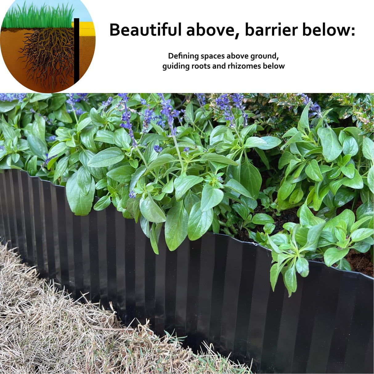 Anleolife Galvanized Steel Garden Landscape Edging Roll, 60FT x 8" Black