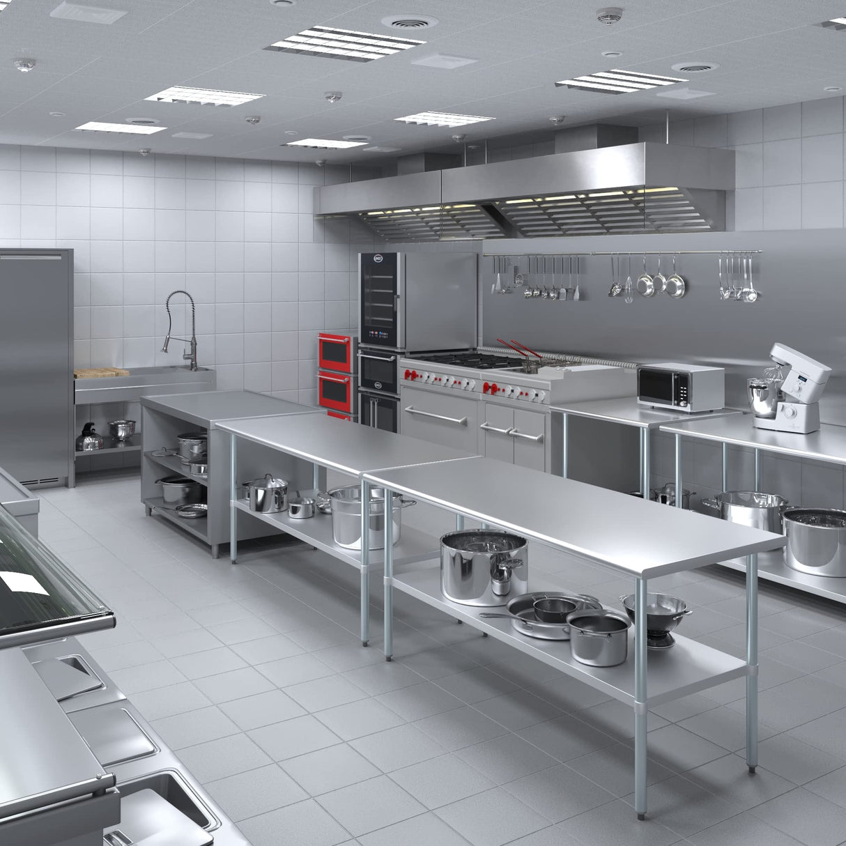 AmGood 30 in. x 72 in. Stainless Steel Work Table | Metal Kitchen Food Prep Table | NSF