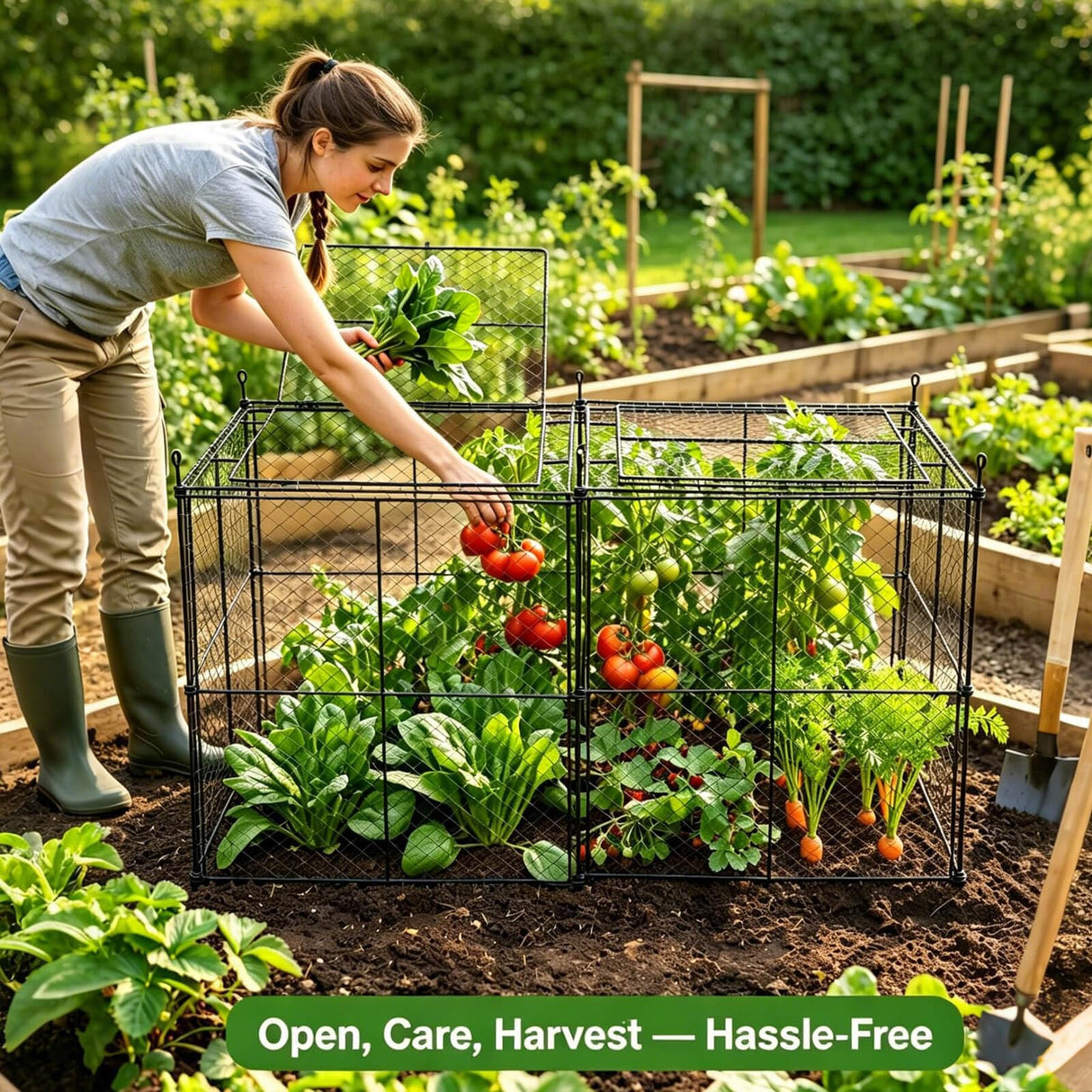 TAOMENNI Crop Cage, 45"×23"×24" Garden Cage to Keep Animals Out, Chicken Wire Cloche, Heavy-Duty Plant Protector for Raised Garden Bed, Protect Vegetables from Rabbits Squirrels