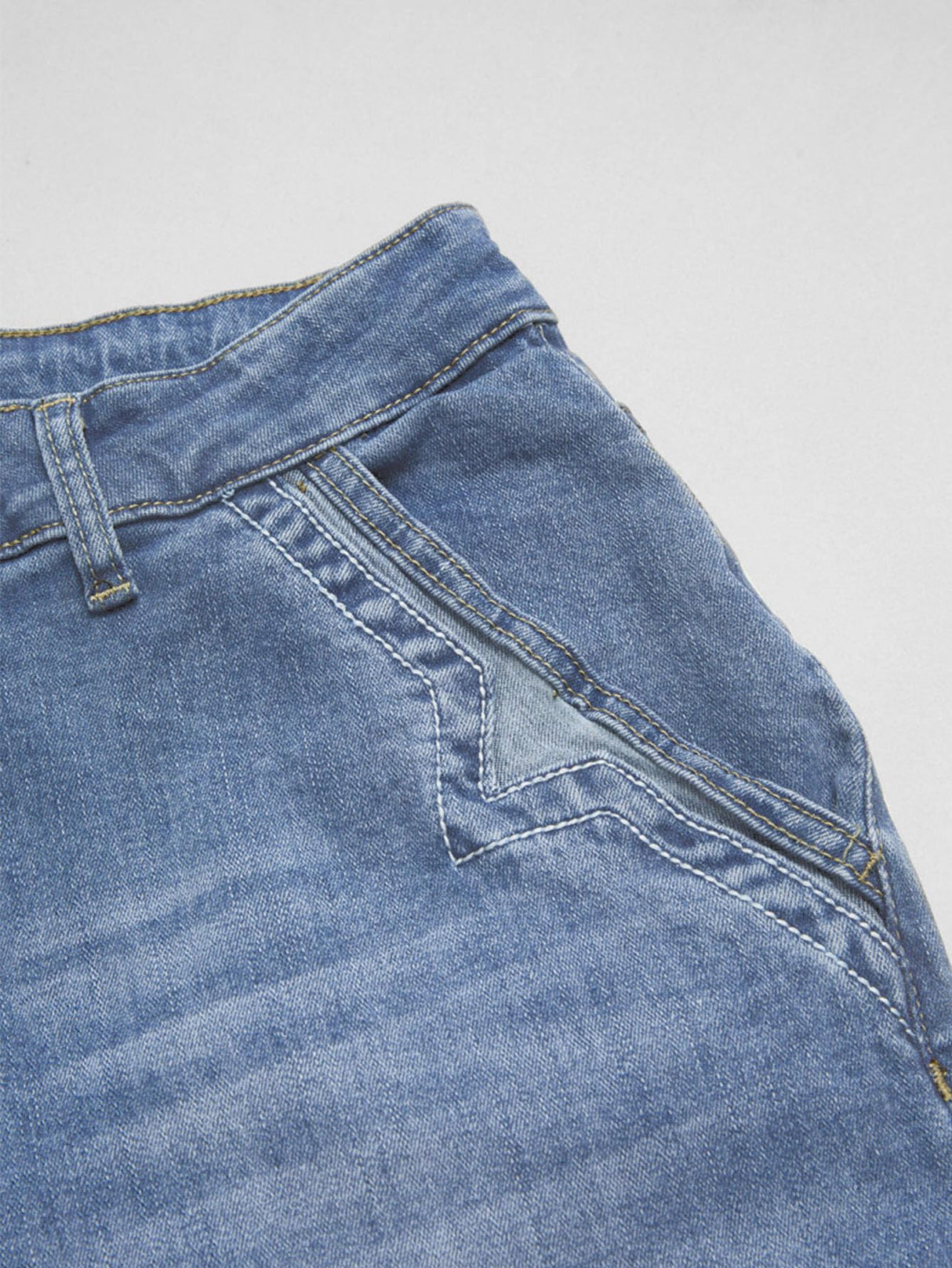 Flamingals Wide Leg Jeans for Women Mid Waist Baggy Stitch Decor Denim Washed Pants Without Belt Mid Blue M