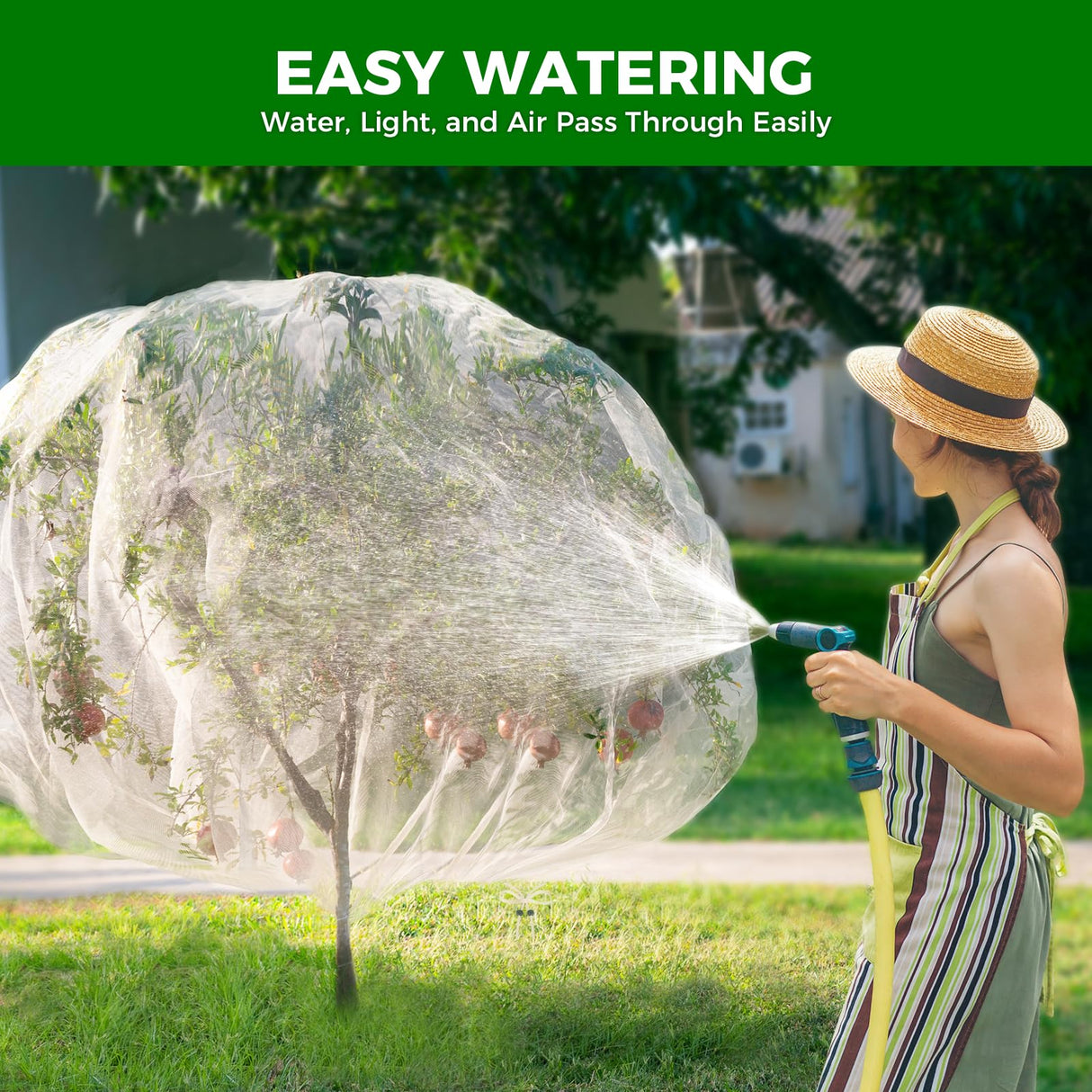 6.4'x6.4' Fruit Tree Netting with 2-Way Zipper & Drawstring (2 Pack)