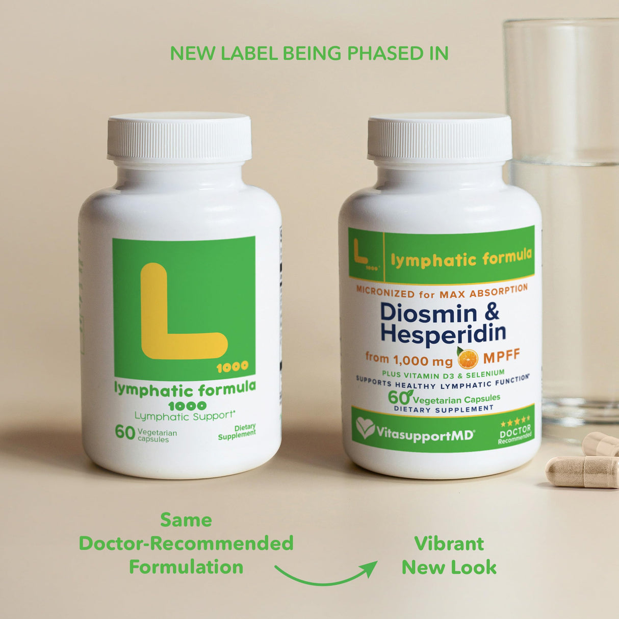 VITASUPPORTMD Lymphatic Formula, Diosmin Hesperidin 1000 mg, MPFF Lymphatic Support, Lymph System Support, Vitamin D3 and Selenium Supplement, 60 Capsules