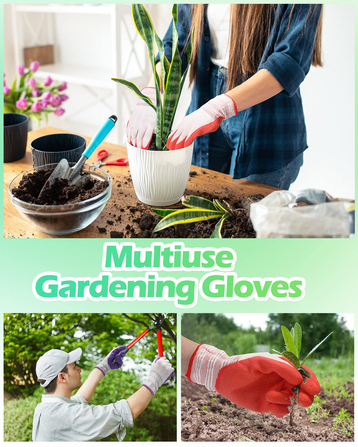 Irenare 24 Pairs Gardening Gloves Bulk for Women Ladies Breathable Rubber Coated Garden Glove for Yard Outdoor Work with Grip