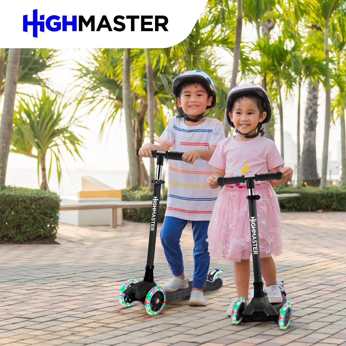Highmaster 3-Wheel Toddler Scooter for 2 to 8 Year Old boy - 3 Wheeled Kids Scooter with Light Up Wheels, Safe and Fun Ride for Kids - Yellow