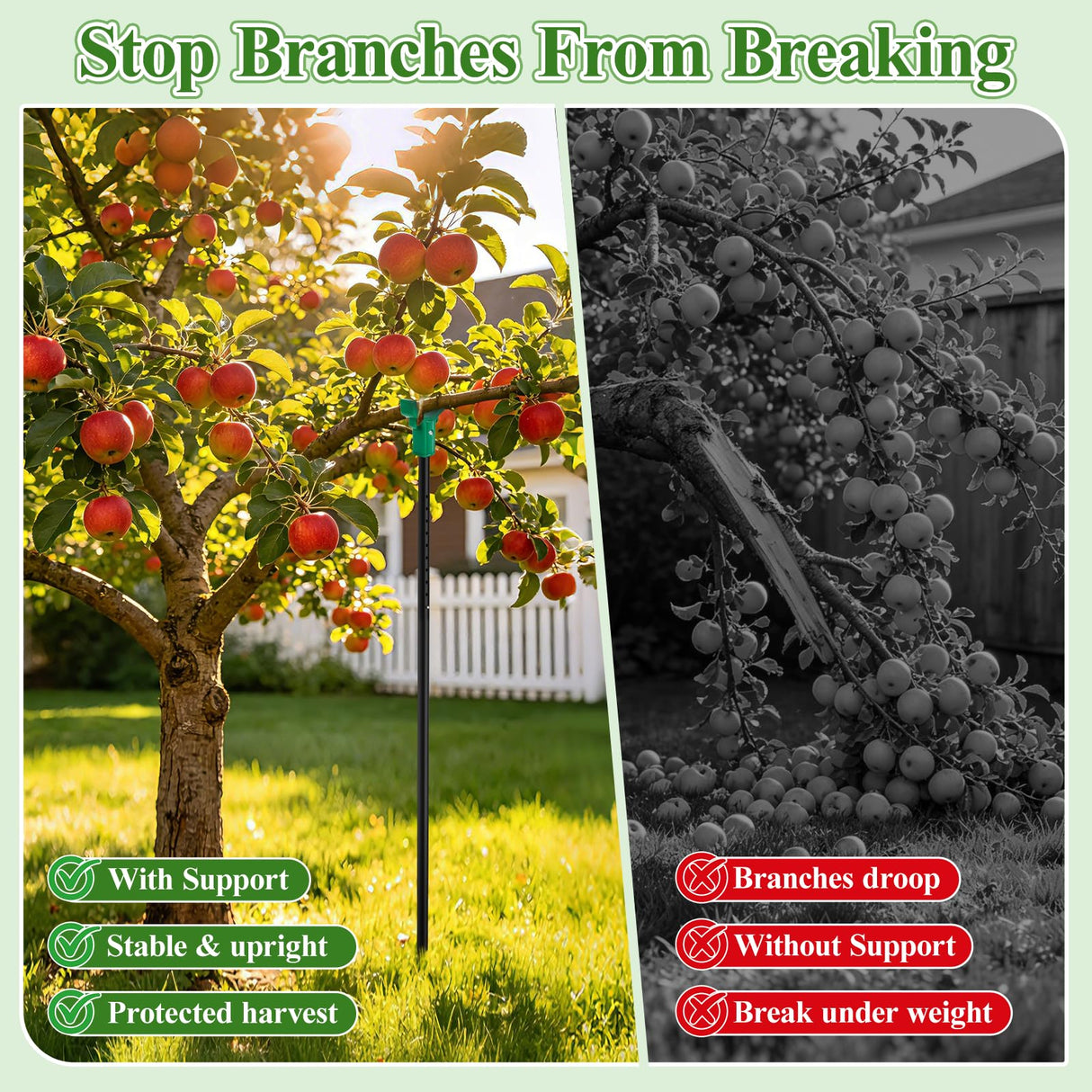 Adjustable Tree Support Pole with Crutch, Fruit Tree Branch Support(2Pack)