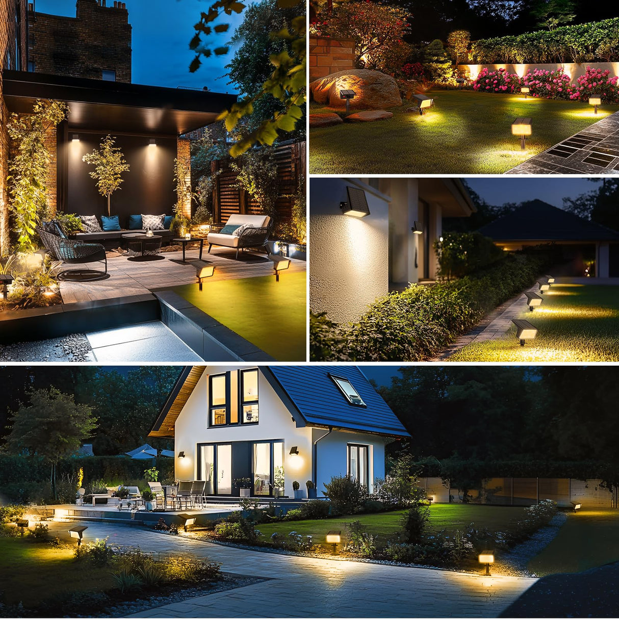LAMKEEP Solar Spot Lights Outdoor with 60 LED & Auto On/Off, 2 Pack Solar Lights Outdoor Waterproof IP68 with 3 Lighting Modes, 2-in-1 Solars Landscape Light for Outside, Garden, Yard(Warm White)