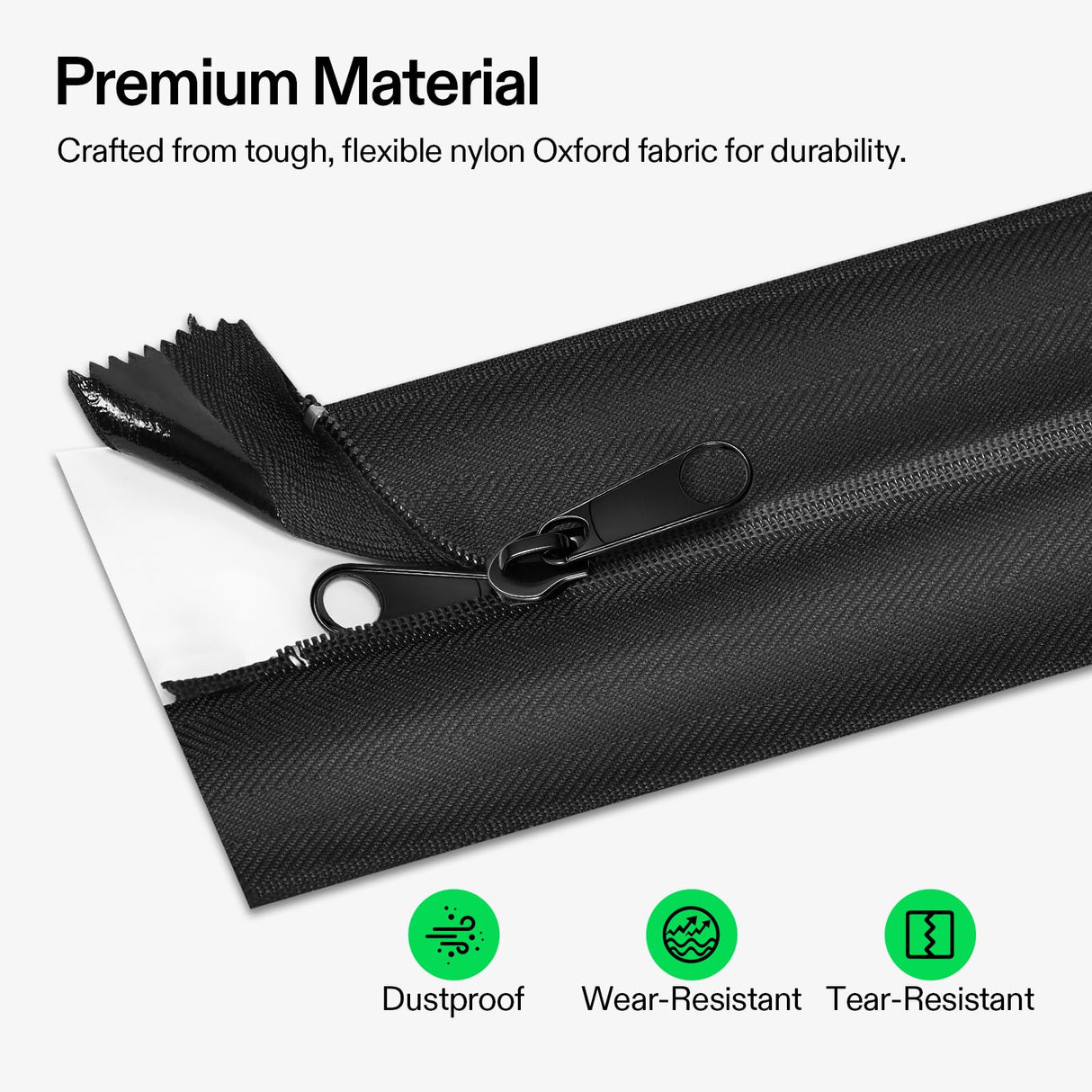 VIVOSUN 2-Pack Self Adhesive Zipper Door for Debris Barriers, 3In. x 7Ft. Peel & Stick, Heavy-Duty & Double-Sided Zipper for Tarp, Greenhouse, Indoor Outdoor Tent, Black