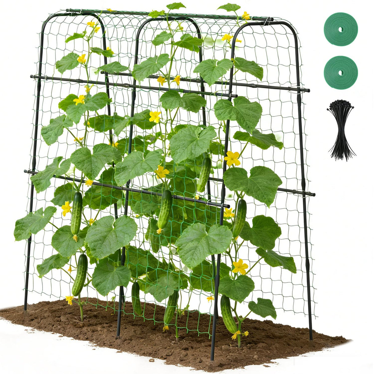 Suteck Cucumber Trellis for Raised Bed 63" x 63" U-Shaped Metal