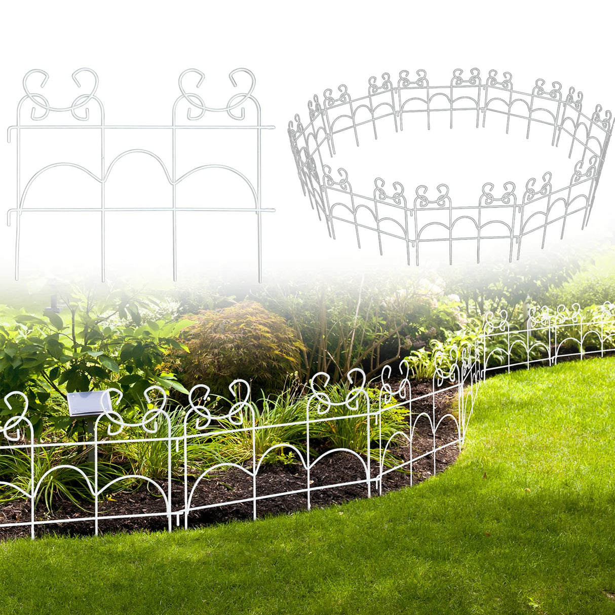 ARIFARO Decorative Garden Fence, 10 Pack, 14 ft Metal Flower Bed Border Fence, Small Fence for Garden Edging, No Dig Movable Panels for Lawn Patio Yard(13" H x 17" W )