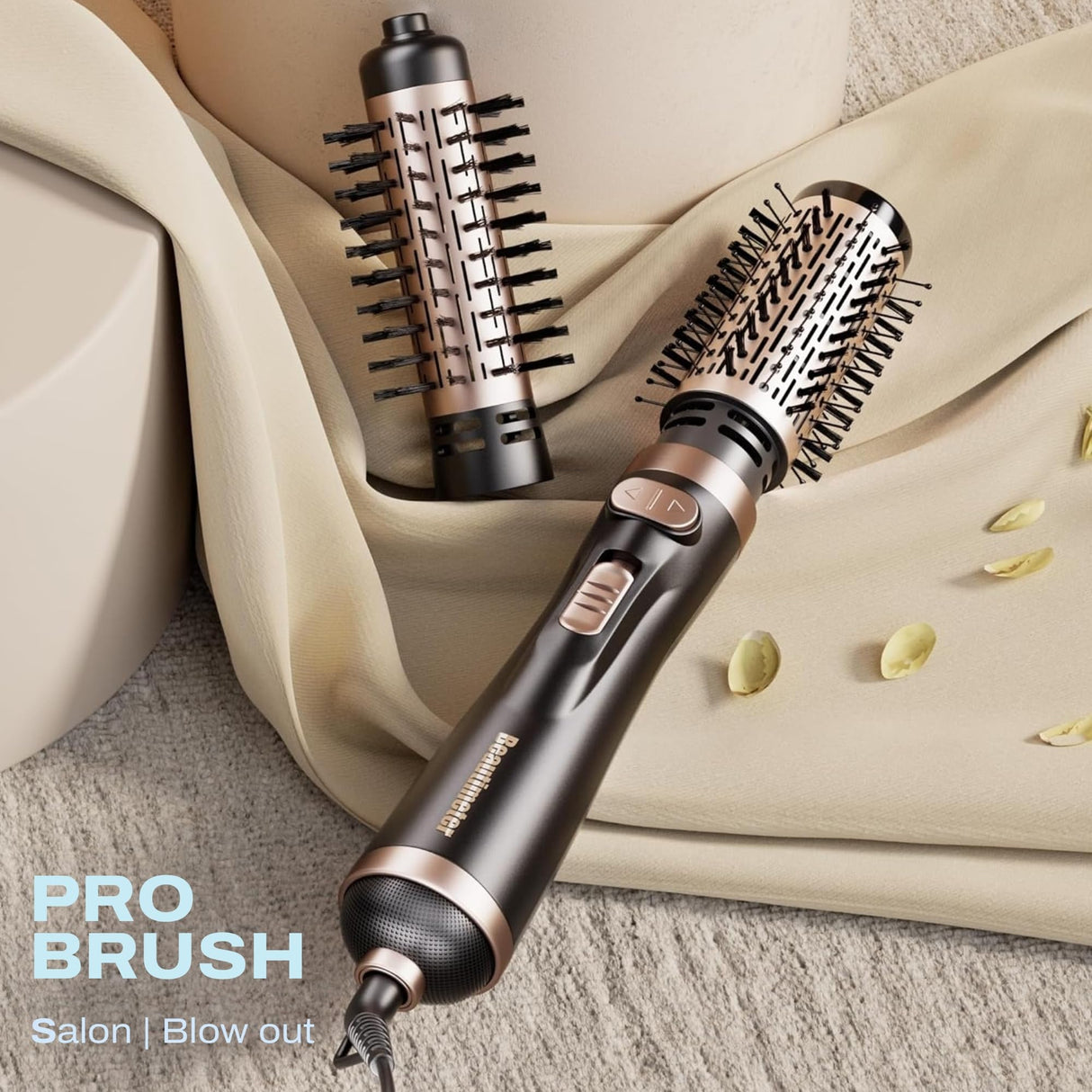 Beautimeter Hair Dryer Brush 3-in-1 Hair Styler: Rotating Blow Dryer Brush with 2-Inch and 1.5-Inch Brushes