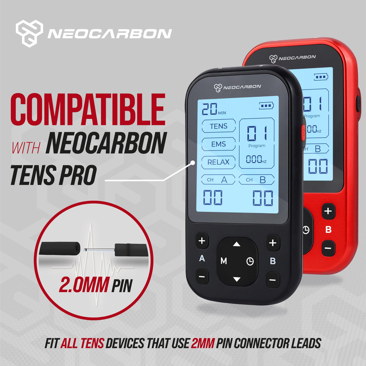 Reusable Electrode Pads for TENS Pro EMS Unit, Premium Replacement Square Pads with Plastic Holder, Set of 10 Pairs, Black