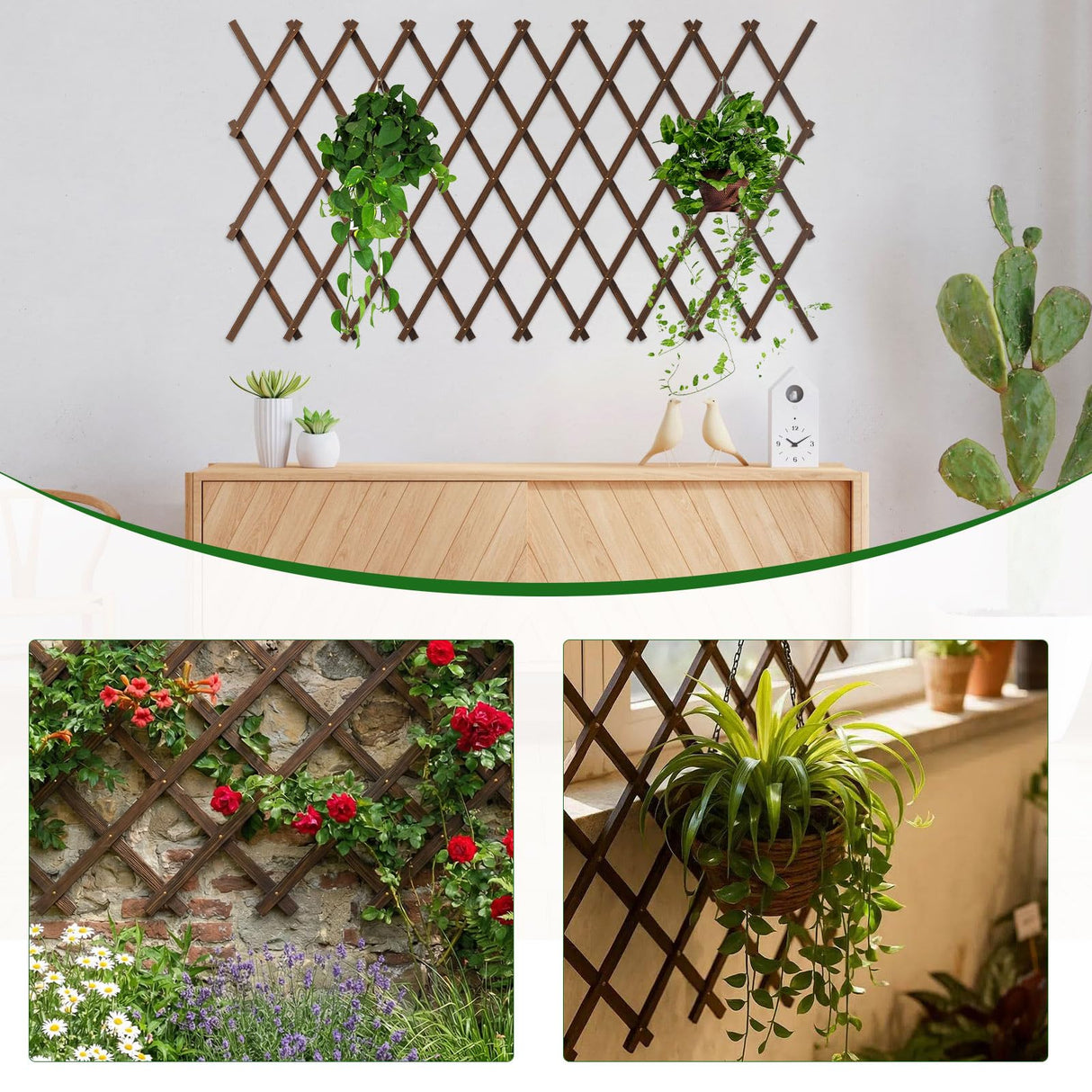 2 PCS Expandable Garden Trellis, 38" x 89" Trellis for Climbing Plants Outdoor, Wooden Lattice Fence Wall Panel Lattice Panels for Outside, for Climbing Plants Vine Ivy Rose Cucumbers Clematis(2PC)