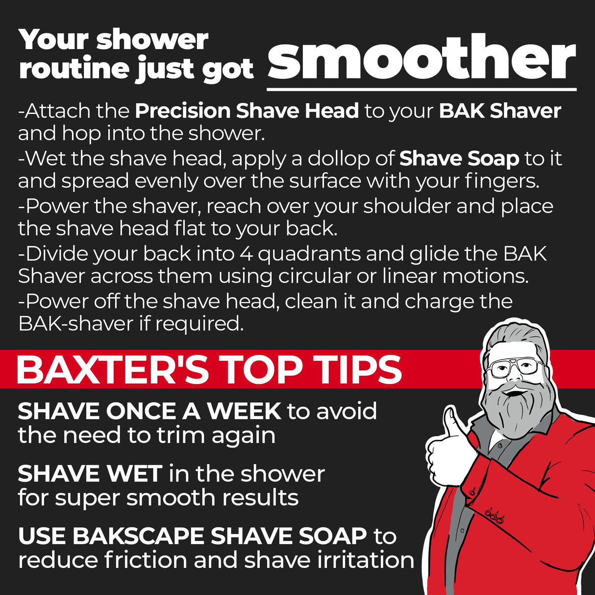 Bakscape Men's Back Shaver Starter Kit 2.0, Electric Body & Back Shaver for Men with Friction Fit Handle & Titanium- Coated Shave Head- Includes 2 Shave Heads & Handle