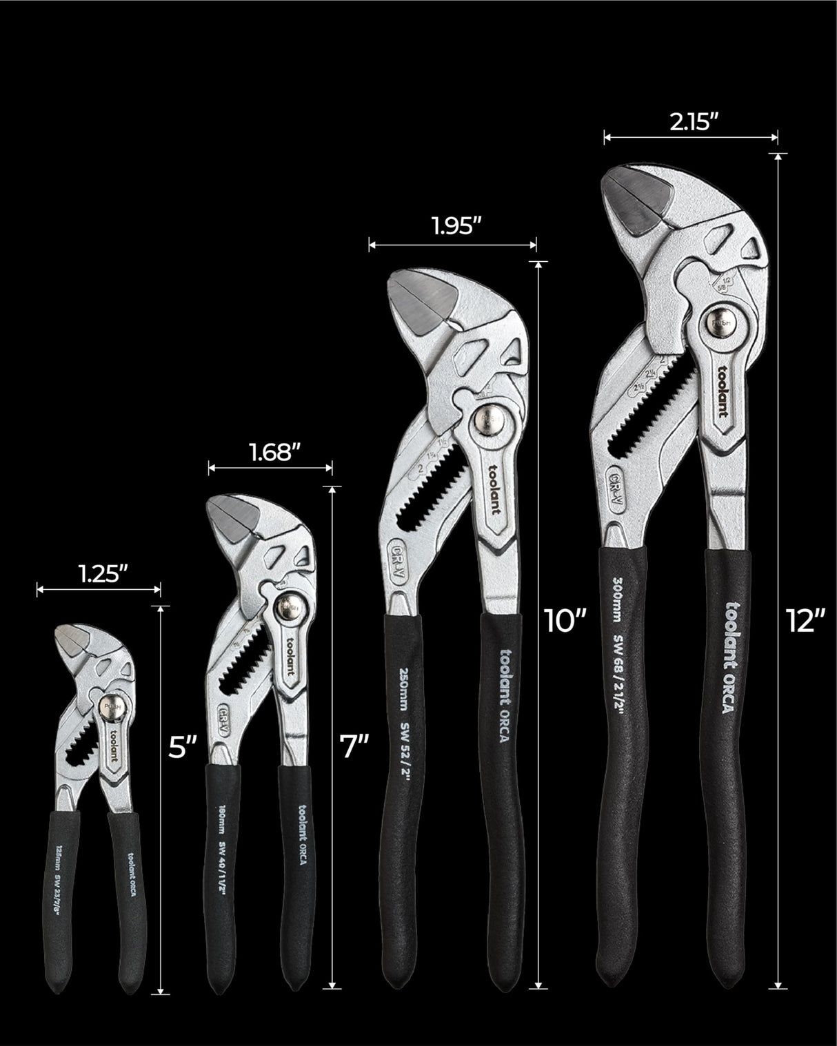 toolant 10-Inch Chrome Plated Pliers Wrench, CR-V Adjustable Wrench with Anti-Rust Coating, Smooth Parallel Jaws, Comfort Grip and Storage Pouch for Home Repair, Plumbing, Nuts, Water Pipes