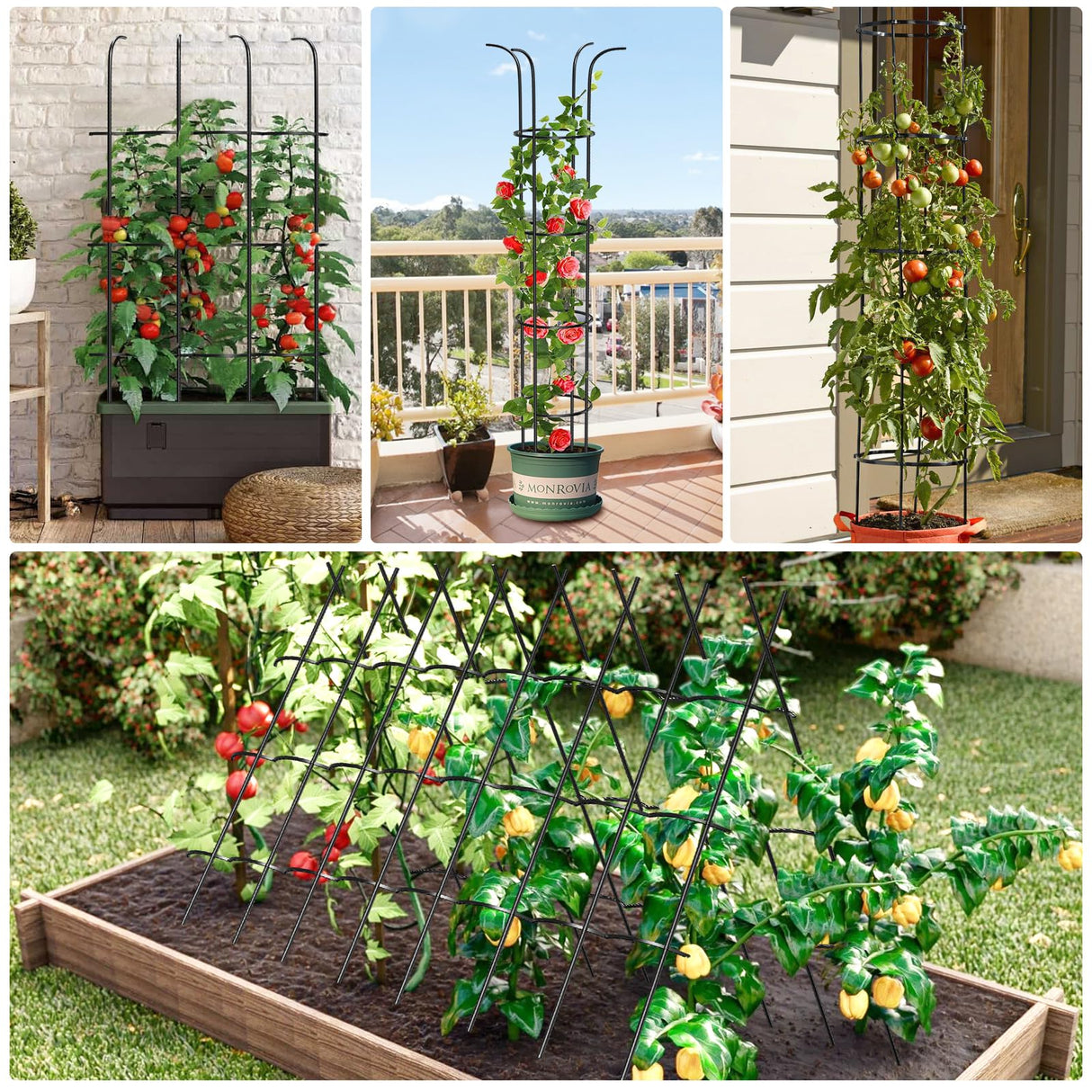 Tower Obelisk Garden Trellis for Climbing Plant,6.3FT/75.6" Rustproof Metal Potted Plant Climbing Support for Indoor Outdoor Flowers Vegetable Fruits Vines Support (2PCS)