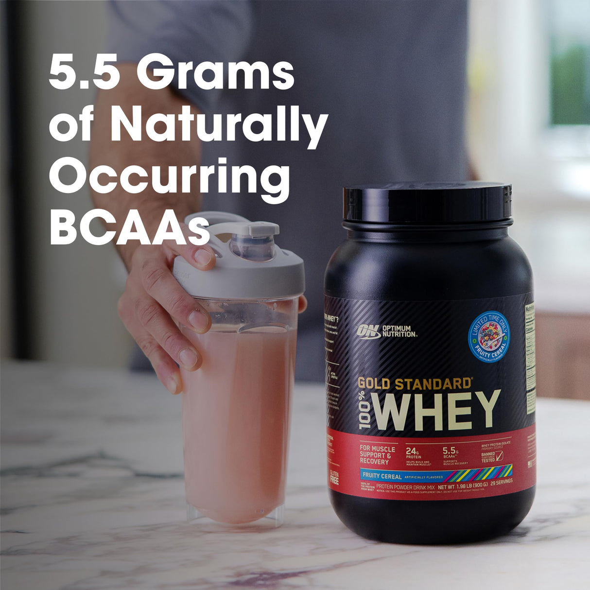 Optimum Nutrition New Flavor Gold Standard 100% Whey Protein Powder, Fruity Cereal, 1.98 Pound (Pack of 1) (Packaging May Vary)