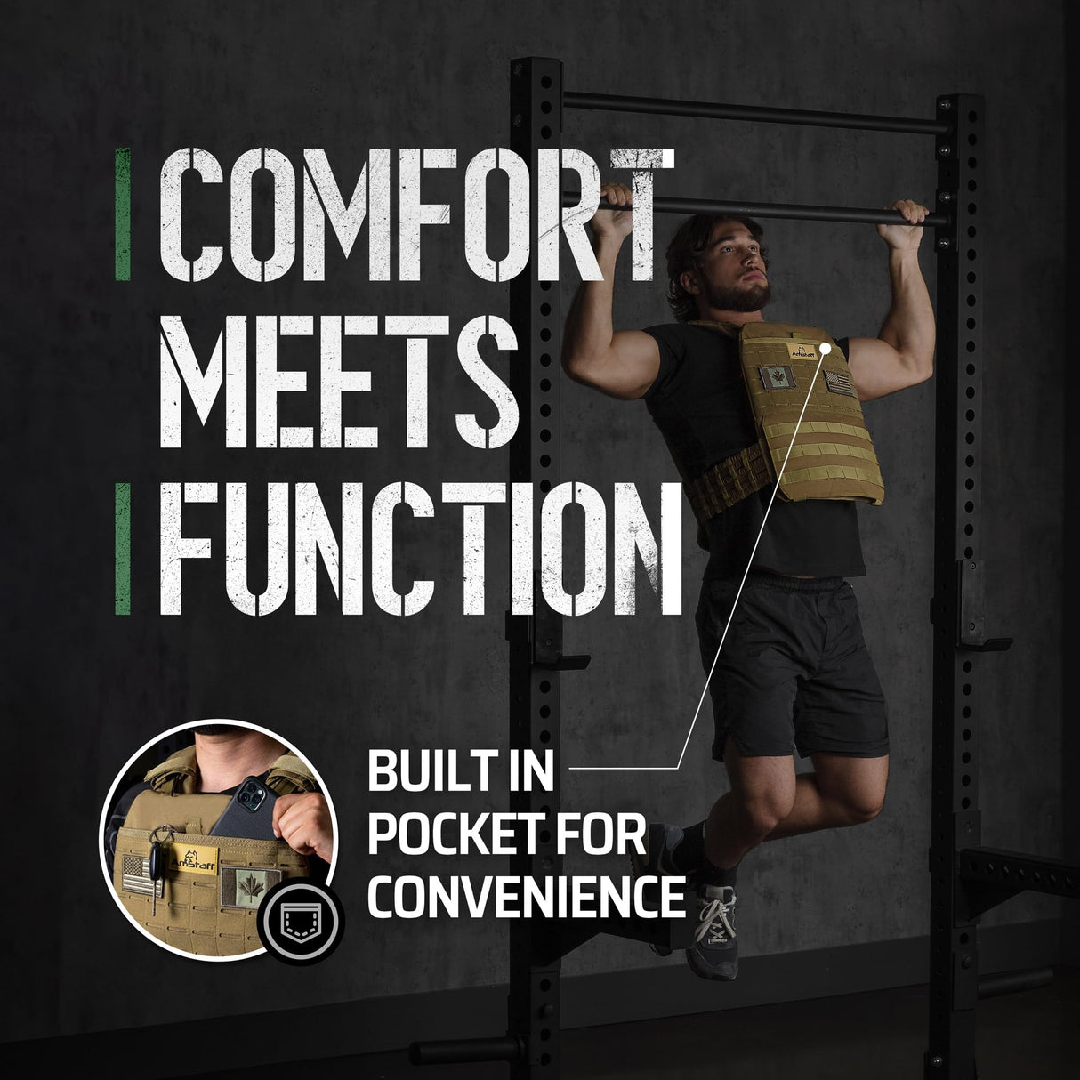 AmStaff Fitness Tactical Weighted Vest - Adjustable Weight Vests for Men & Women - Versatile Wearable Weighted Vest for Fitness Workouts, Strength and Endurance Training, Running, WO - (30lb)