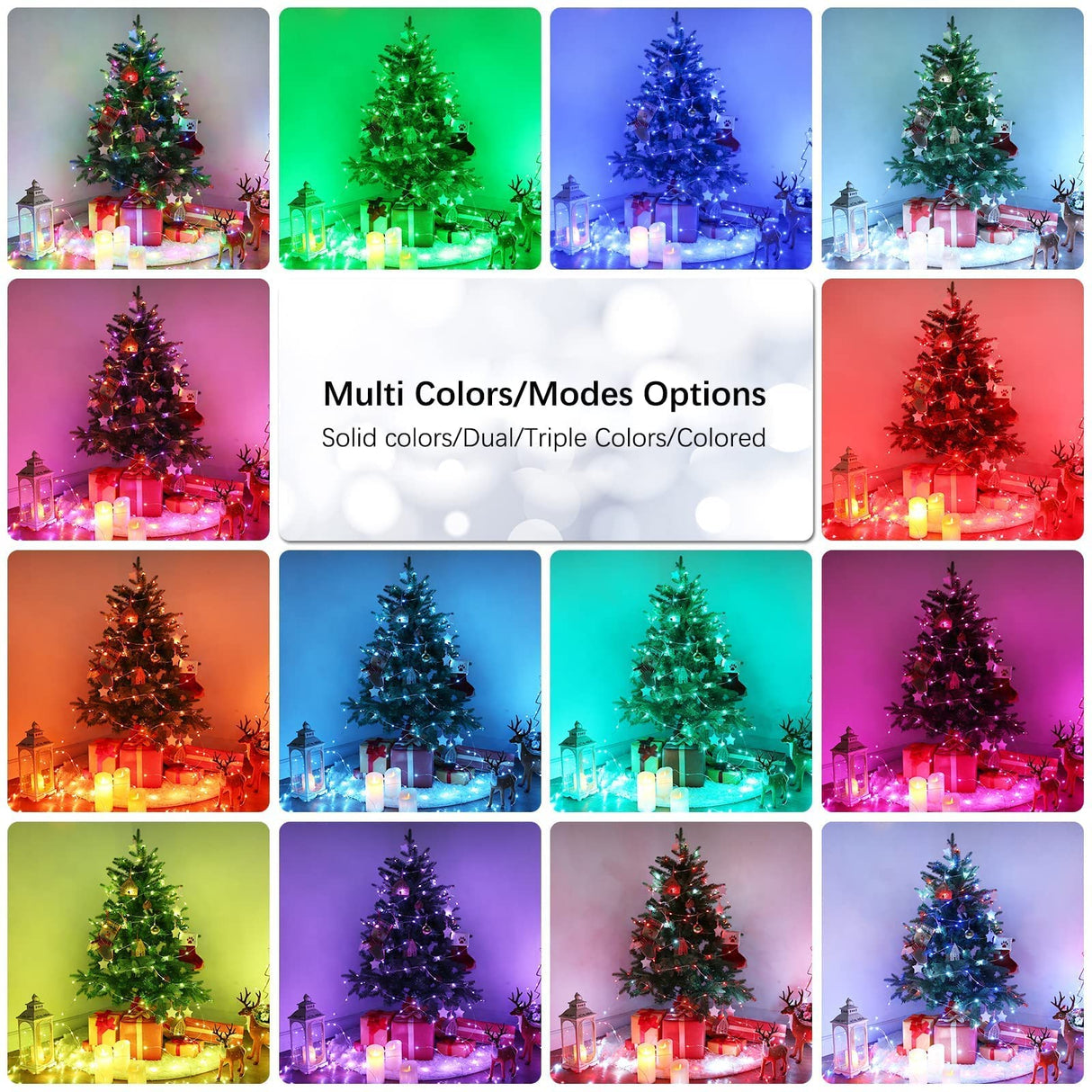 BrizLabs Christmas Fairy Lights - 66ft 200 LED Color Changing Fairy Lights with Remote, Plug-in RGB Rainbow Xmas Twinkle Light Indoor Purple Orange Starry Light for Xmas Halloween Home Party Wedding