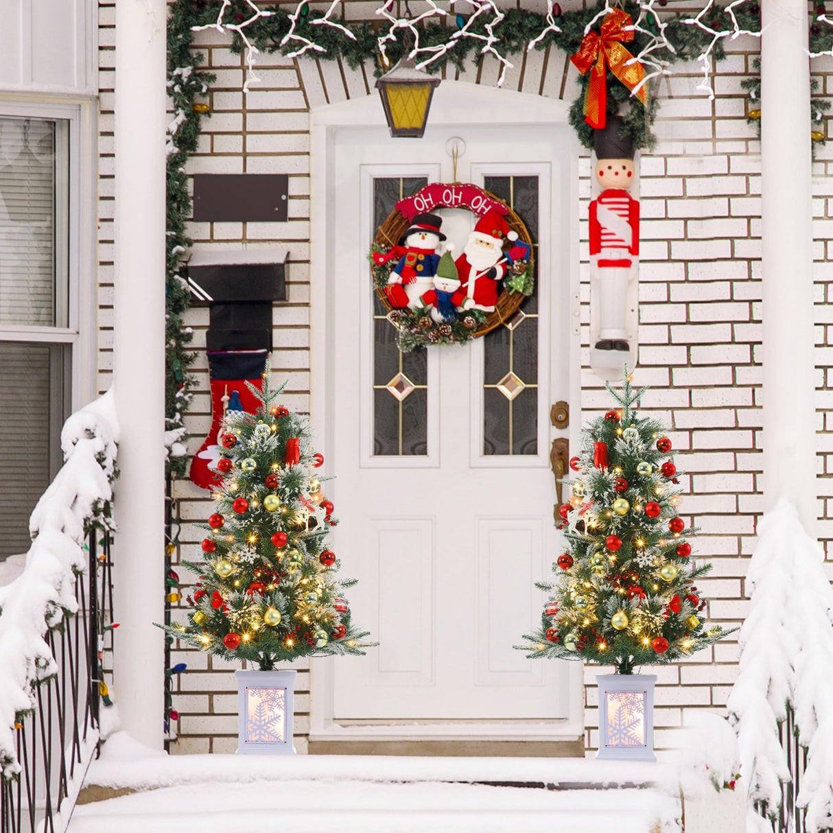 GAOMON 3 Ft Christmas Tree with 78 Led Lights, Pre-Lit Artificial Christmas Trees with Potted Base, Snow Flocked, Battery Operated, Xmas Tree for Home Decor