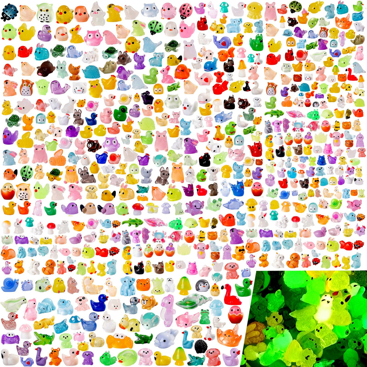 Faunamancy 300 Pcs Mini Resin Animals Figurines Bulk,300 Styles Tiny Animals Variety Pack for Fairy Garden Landscape,Hide Crafts Decor