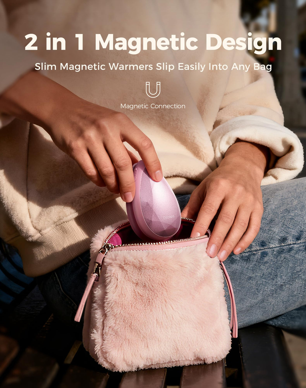 OCOOPA Women Rechargeable Hand Warmers 2 Pack, Portable, Stylish, Diamond-Shape Magnetic Electric Handwarmer, Reusable Pocket Heater, 2025 Tech Gifts for Christmas, Raynaud, Hiking, Camping, UT4 Rare