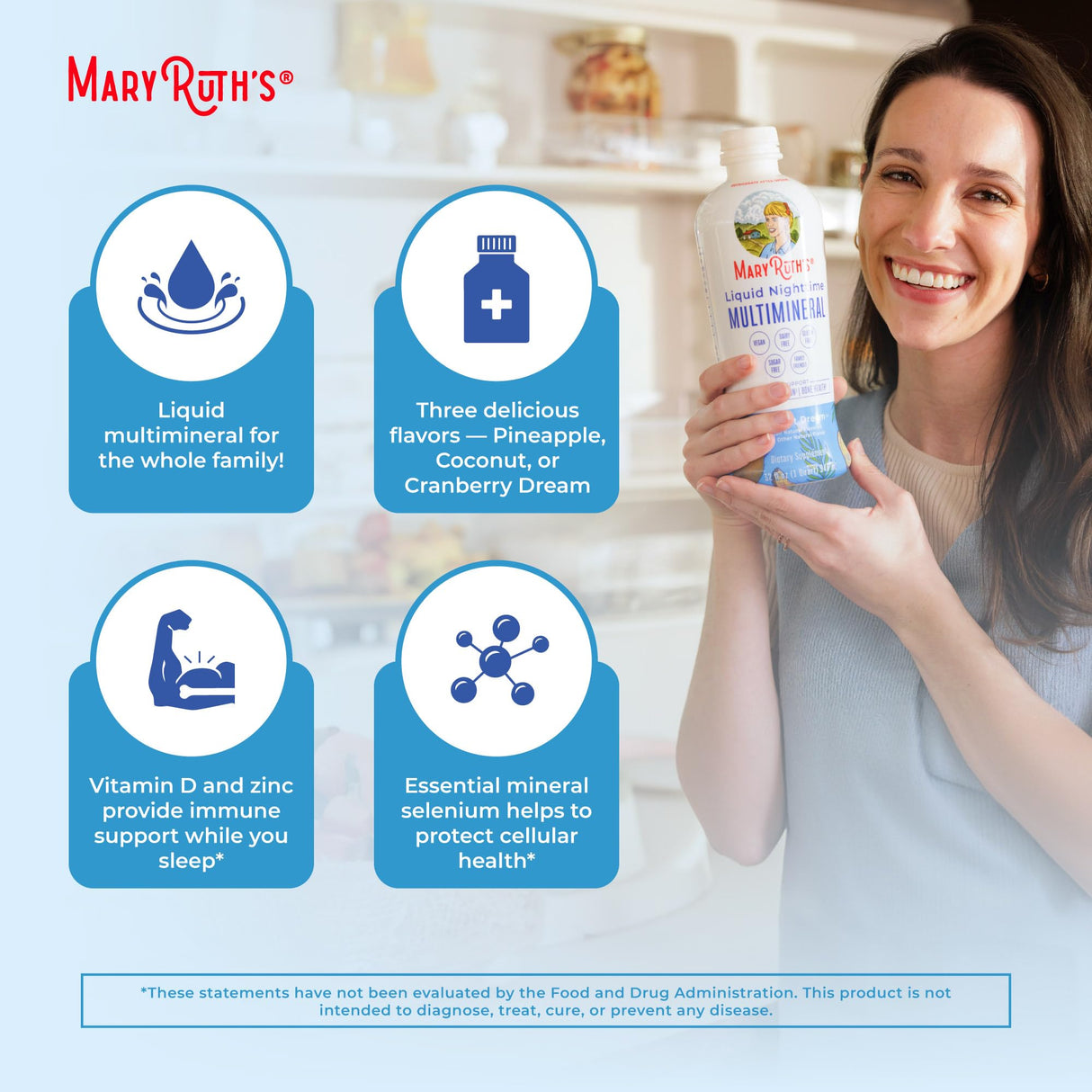 MaryRuth Organics Liquid Nighttime Multimineral | No Melatonin | Bedtime Routine | Magnesium Citrate | Calcium | Zinc | Vitamin D3| Available in 4 Flavors - Vegan | Sugar Free | Gluten Free | 32 Oz