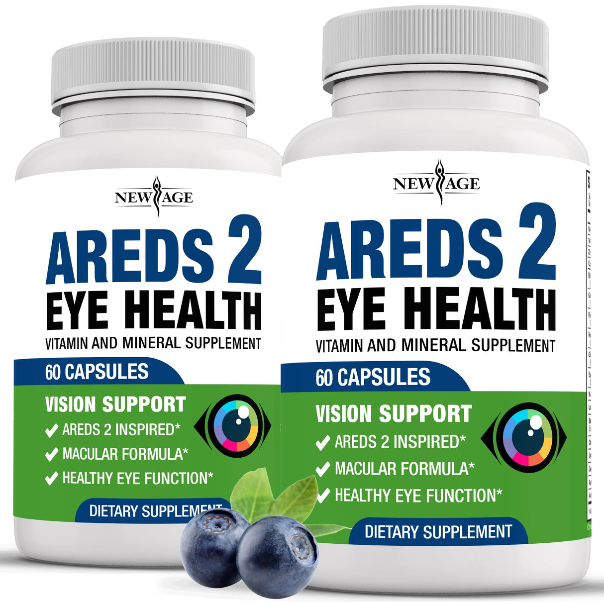 NEW AGE AREDS 2 Eye Vitamin Contains Bilberry 6000mg Lutein (32mg), Grape seed (6000 mg), Eyebright (1000 mg), and Zeaxanthin (8 mg) - 120 Count