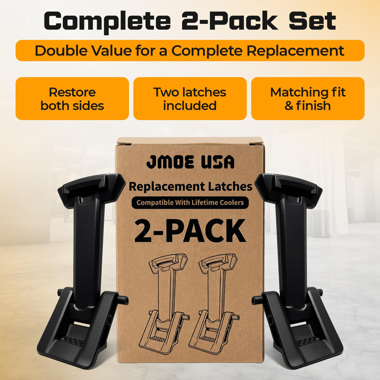 Jmoe USA Replacement Cooler Latches Compatible with Lifetime Coolers, Improved Rubber and Polymer Material | Lid Latch Set for Hard-Sided Cooler (2-Pack)