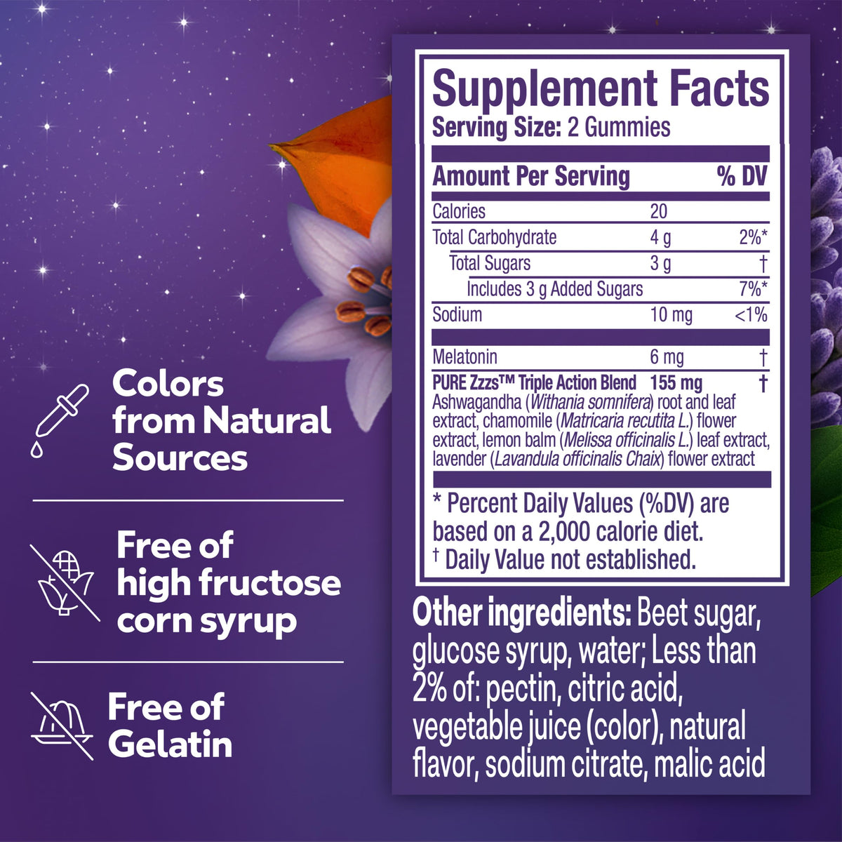 ZzzQuil PURE Zzzs Triple Action, Melatonin Gummies, Melatonin 6mg, 3X Melatonin, Sleep Aid with Ashwagandha, Calm Mood, Antioxidant Action, Sleep Aids for Adults, 60 Sleep Gummies