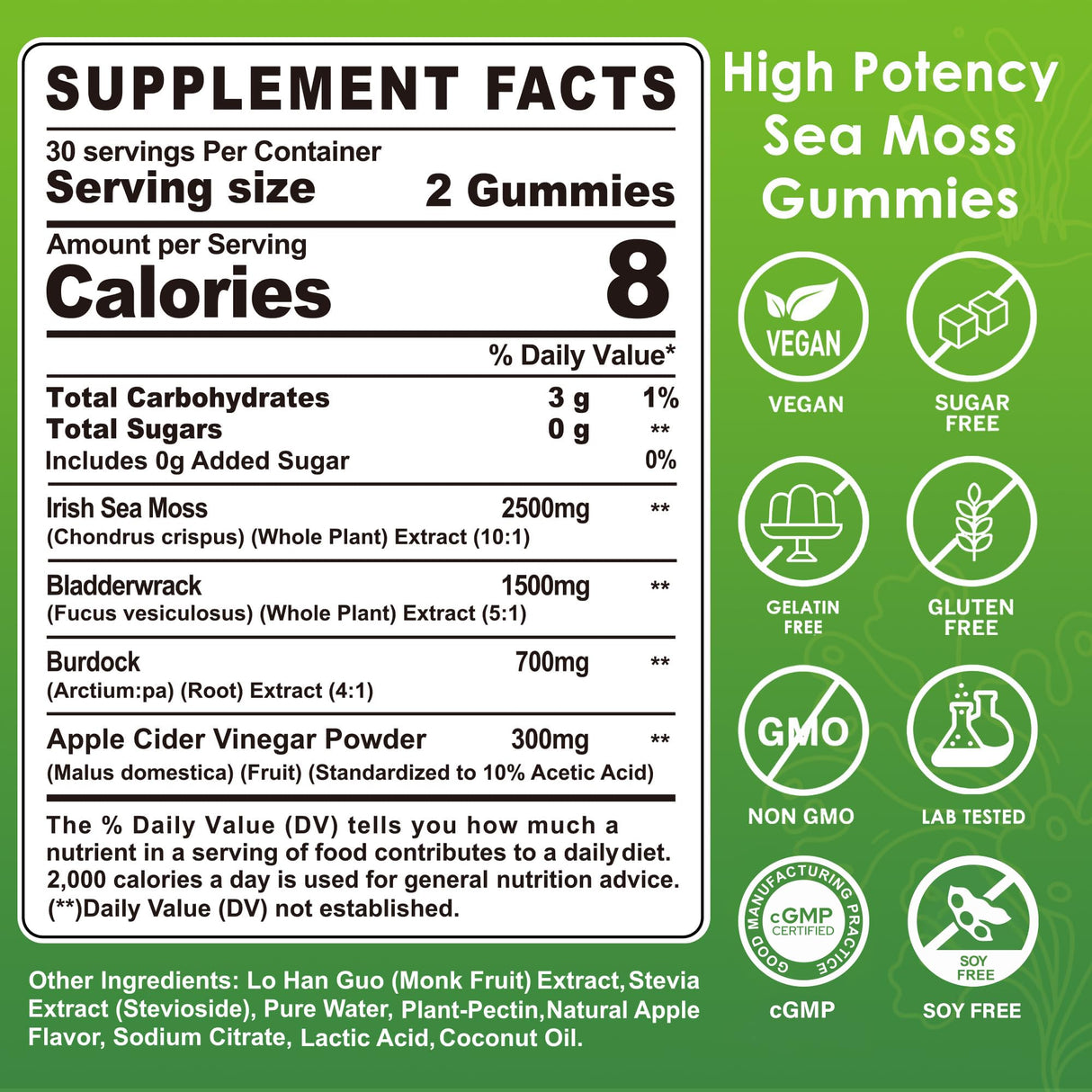 (2 Pack) Sea Moss Gummies - Irish Sea Moss Gummies for Adults & Kids - Advanced Superfood Seamoss Supplement with Organic Bladderwrack & Burdock Root Extract,ACV for Daily Immune, Gut Cleanse, Vegan