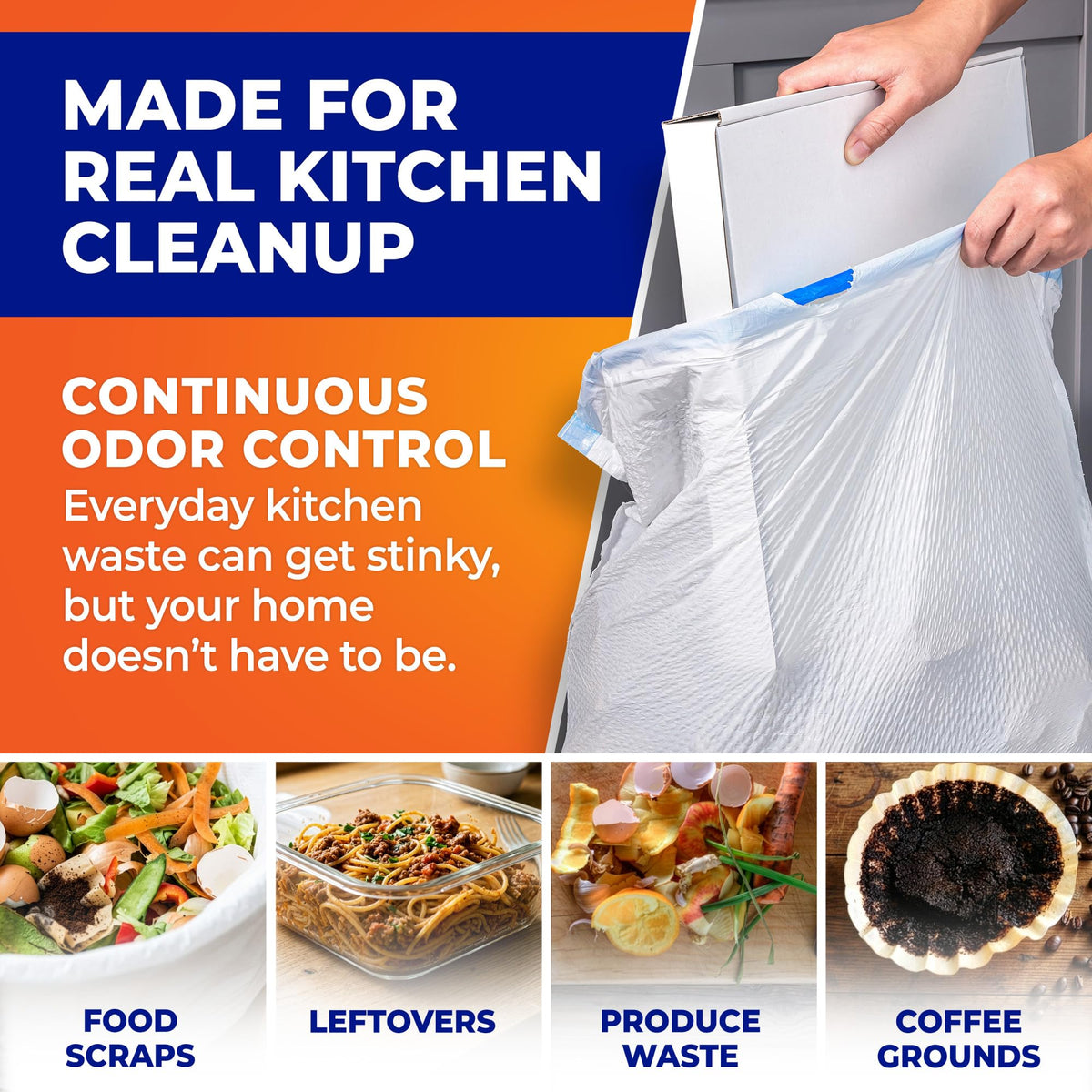 Hefty Ultra Strong 13 Gal Kitchen Trash Bags, White, Unscented, 80ct