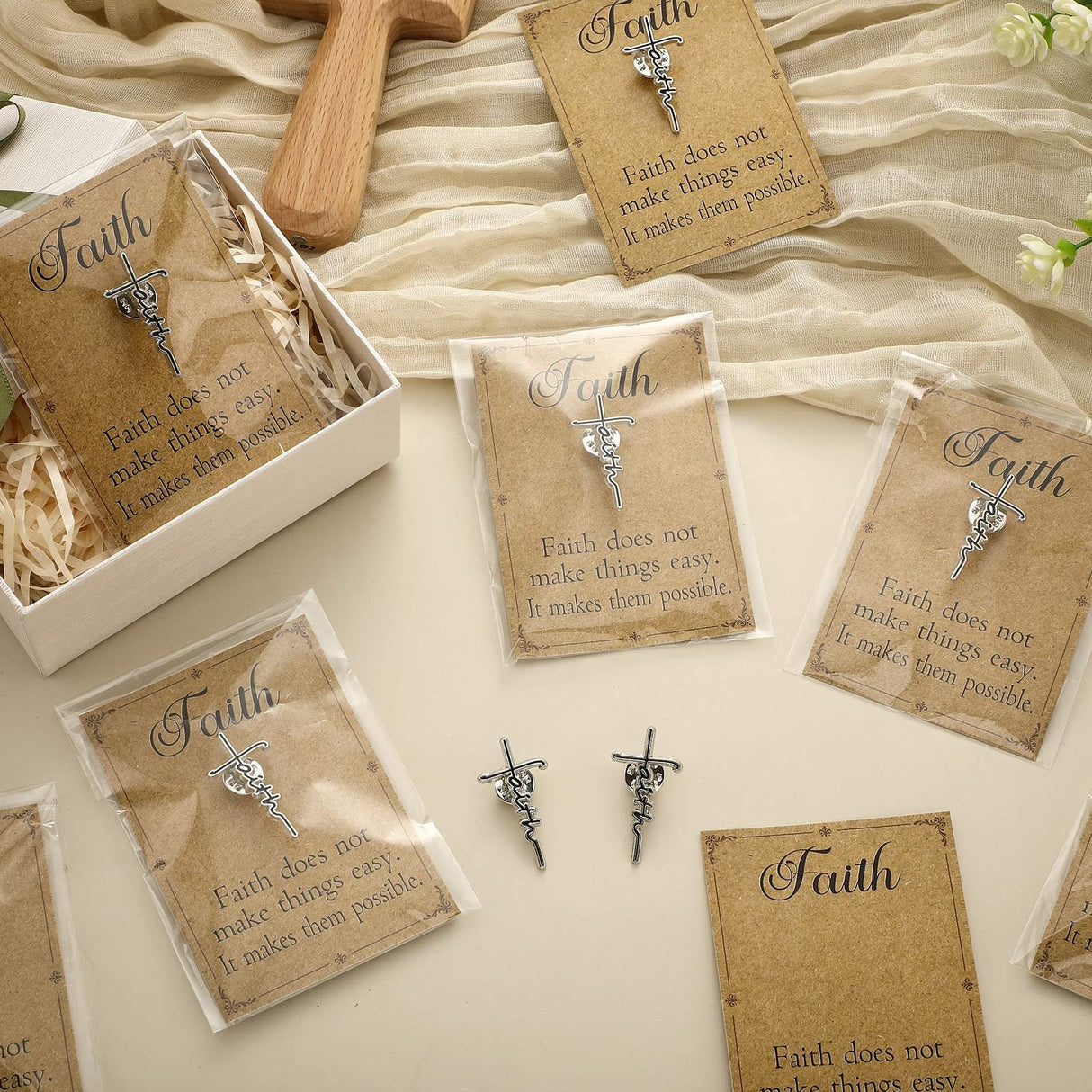 Landical 50 Pcs Christian Cross Lapel Pins Hard Enamel Faith Brooch Gifts