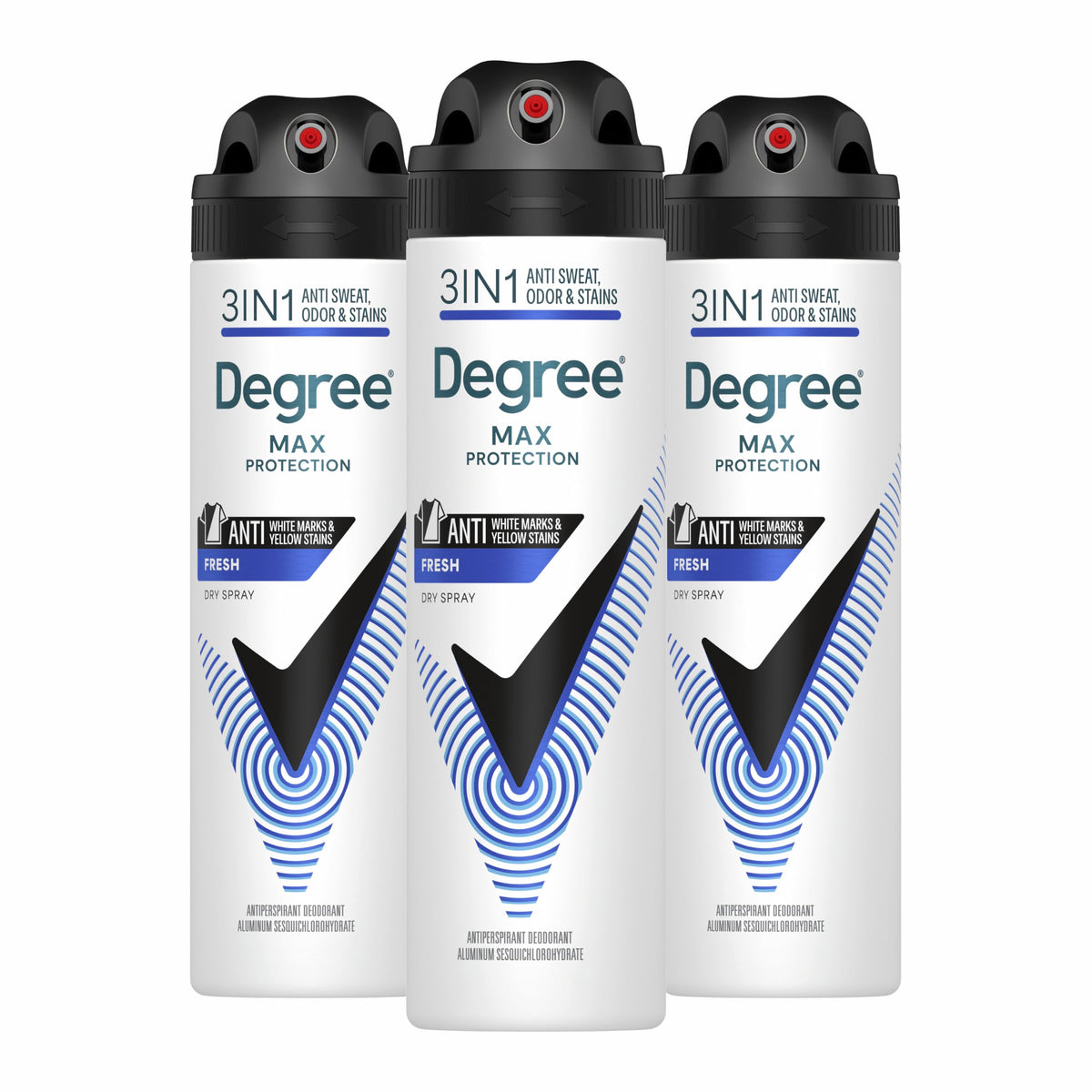 Degree Men Antiperspirant Spray Black + White 3 Count Protects from Deodorant Stains Instantly Dry Spray Deodorant 3.8 oz