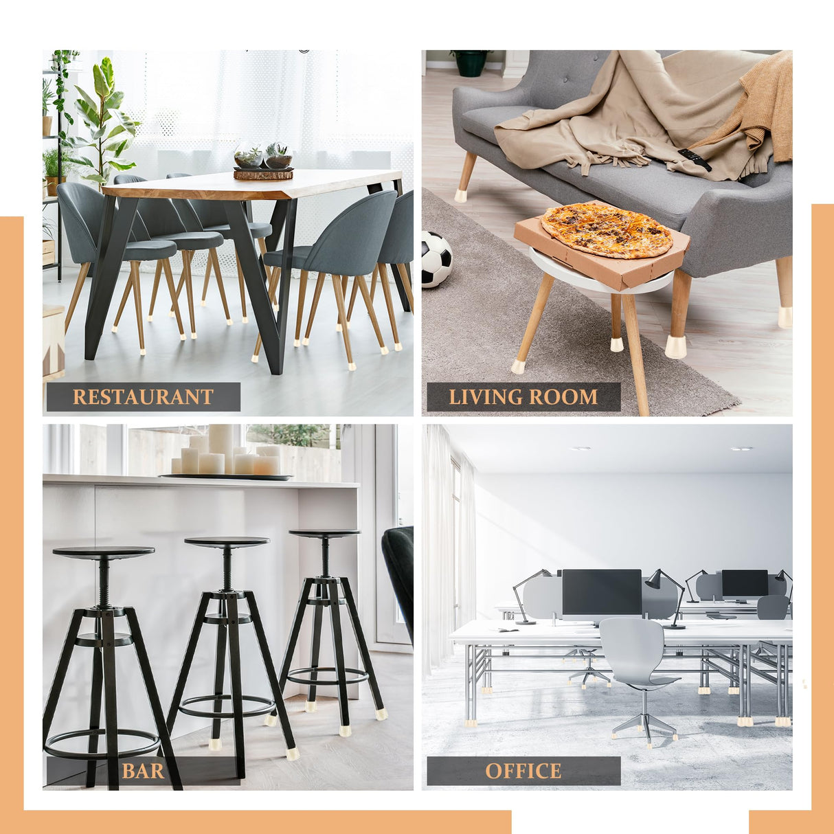 1-1/4" Round Rubber Chair Leg Tips Caps, Chair Leg Floor Protectors Furniture Legs Caps Non Slip Reduce Noise for Hardwood Floors - White, 16 Pack