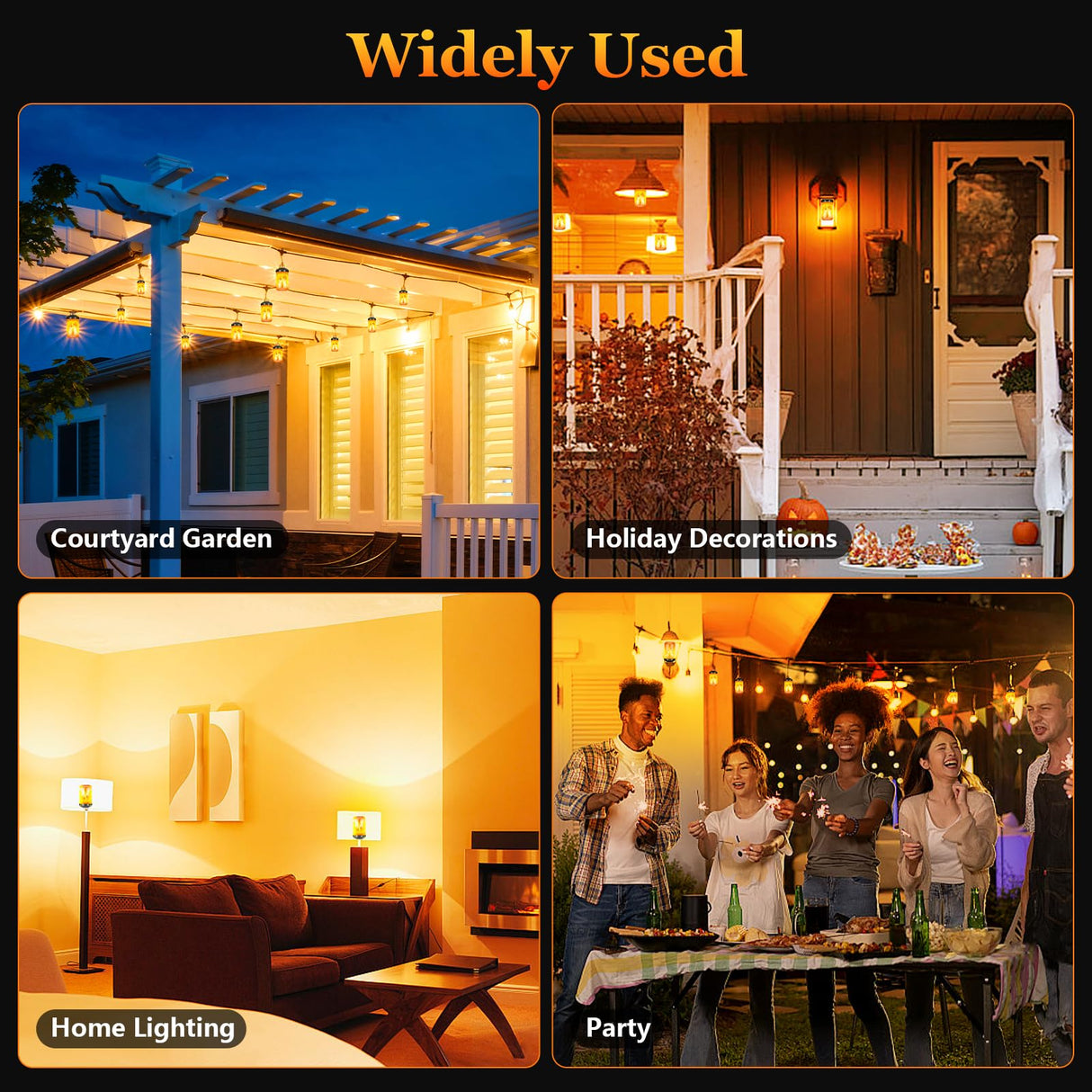 Y-STOP Halloween Decorations Upgraded LED Flame Light Bulbs, 4 Modes Flickering Light Bulb with Upside Down Effect, E26 Base Flame Bulb for Halloween Lights, Christmas Decoration, Party Decor (2 PCS)