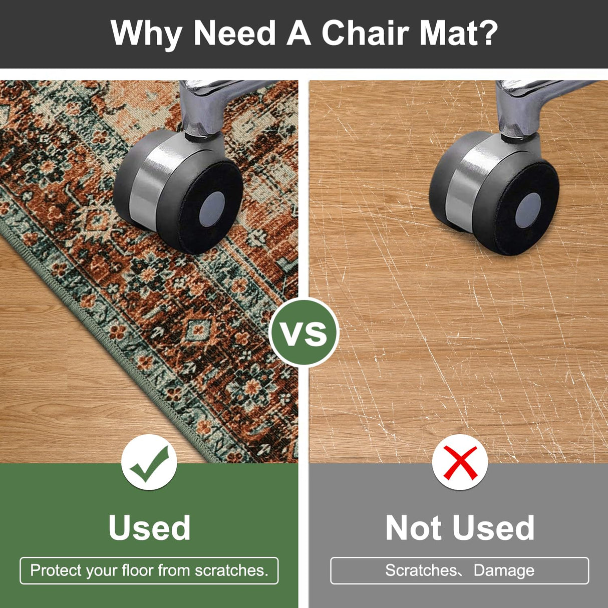 Anidaroel 36"x48" Chair Mat for Hardwood Floor/Tile Floor, Desk Chair Mat for Hard Floors, Under Desk Rug Protector for Rolling Chair, Computer Gaming Chair Mat, Low Pile Carpet Floor Mat