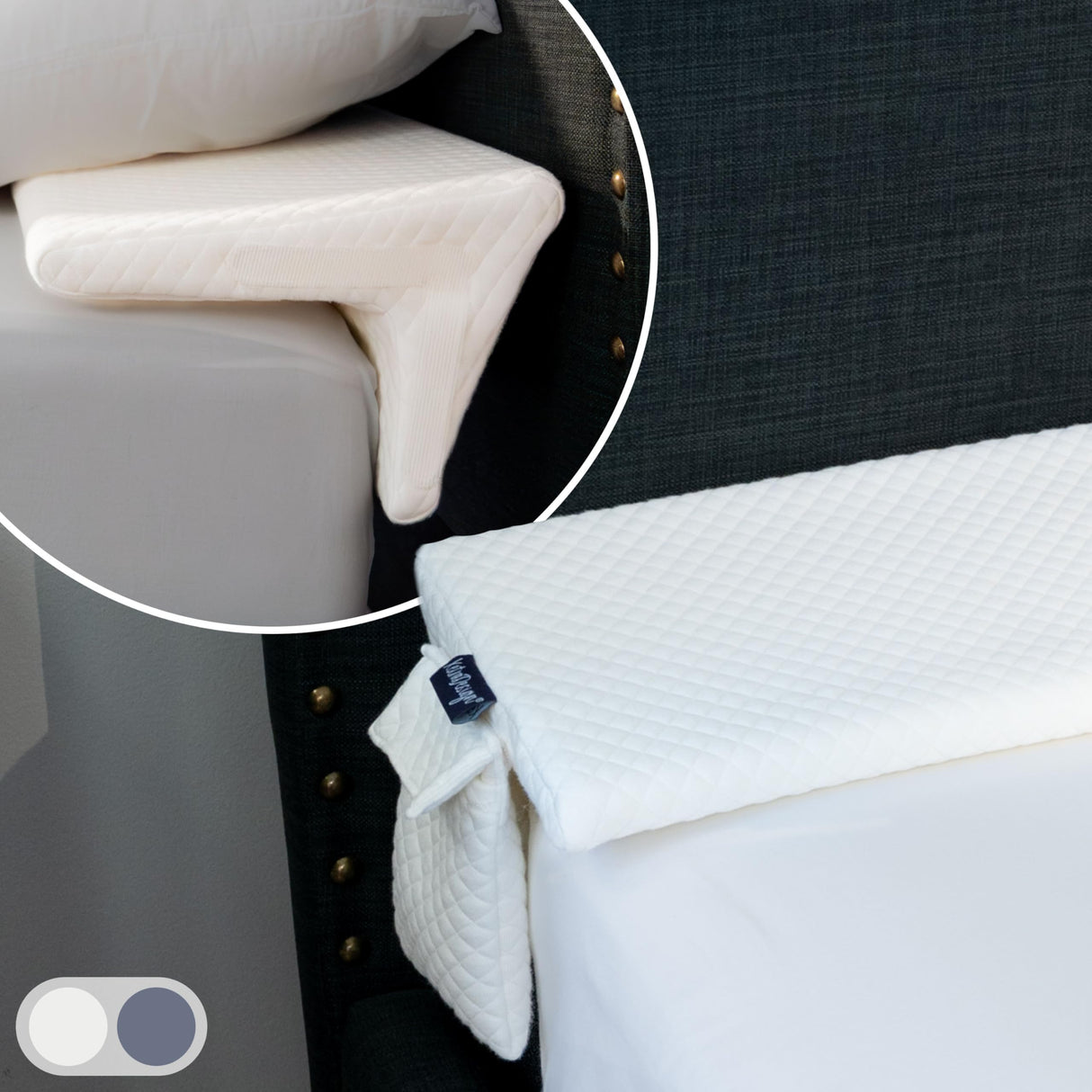 XetraDesign Bed Wedge Pillow for Headboard Gap Up to 7", Triangle Wedge for Headboard Gap, Bed Gap Filler, Mattress Gap Filler, Space Filler, Corner Pillow, White Cal-King 72"